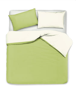 Set copripiumino federe letto bicolor double face parure copripiumino in cotone made in Italy NATURALE/VERDE MELA