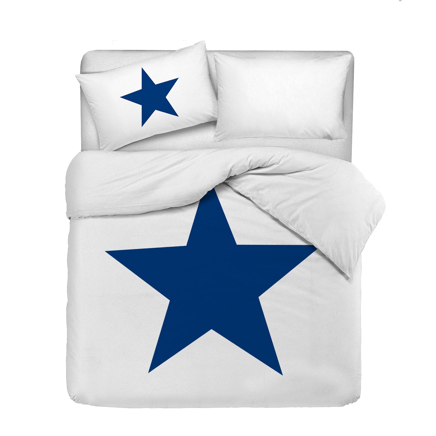 Set copripiumino federe letto 100% cotone stampa digitale STELLA BLU/BIANCO