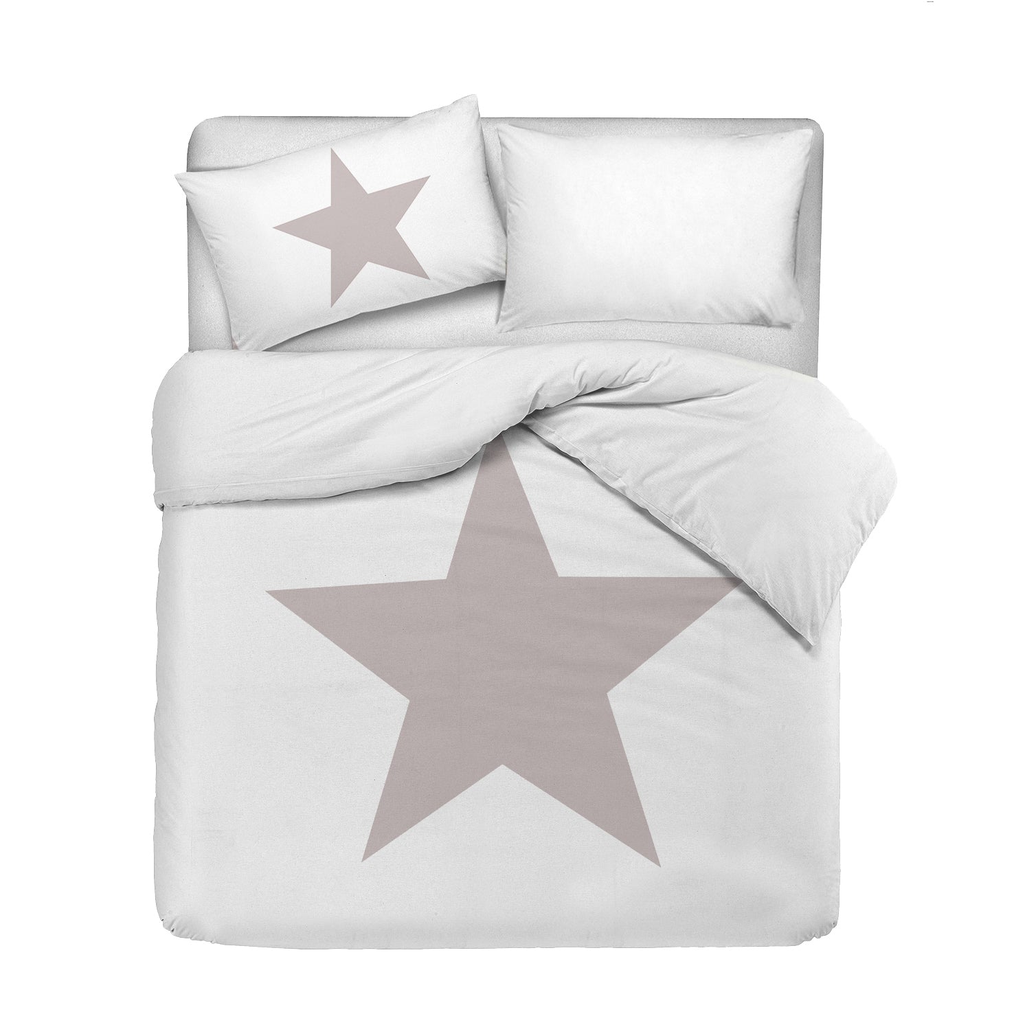 Set copripiumino federe letto 100% cotone stampa digitale STELLA ROSA/BIANCO