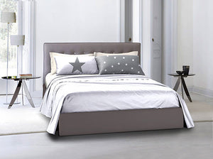 Parure letto lenzuola Cotone Tinta Unita Bianco e Federe Bifaccia 100% cotone made in Italy Stelle Grigio