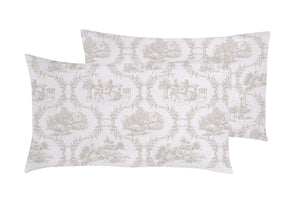 Set copripiumino federe parure Copripiumino eleganti fantasie stampa digitale 100% cotone Made in Italy TROILE DE JOUY CAMARGUE