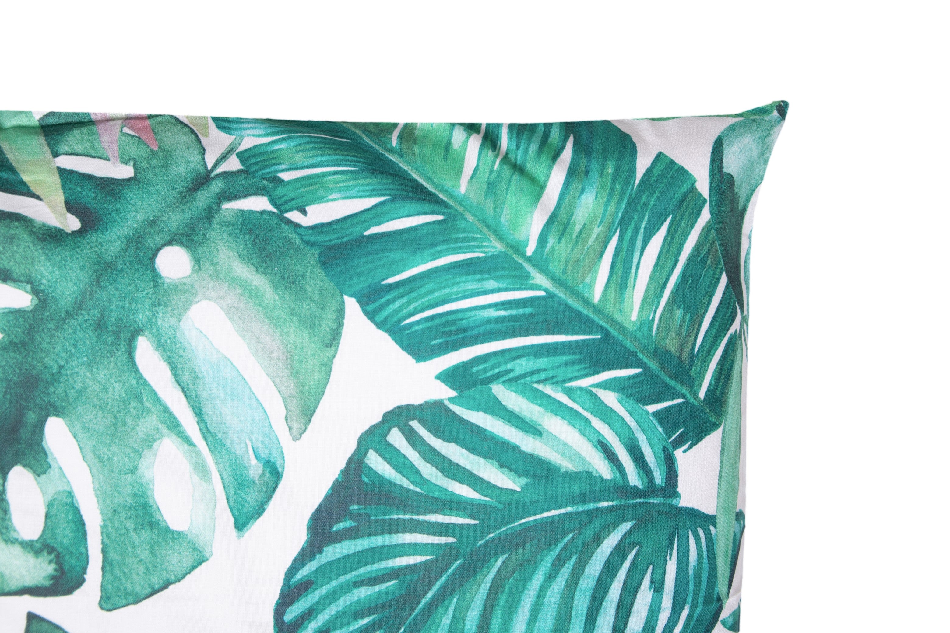 Set Copripiumino federe parure Copripiumino Stampa Digitale Cotone Made in Italy FOGLIE VERDI/BIANCO