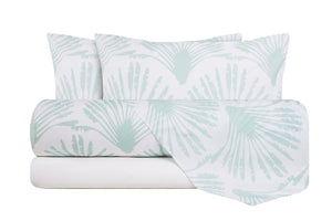 Completo letto lenzuola federe bifaccia double face stampa digitale in cotone made in italy VENTAGLI/BIANCO