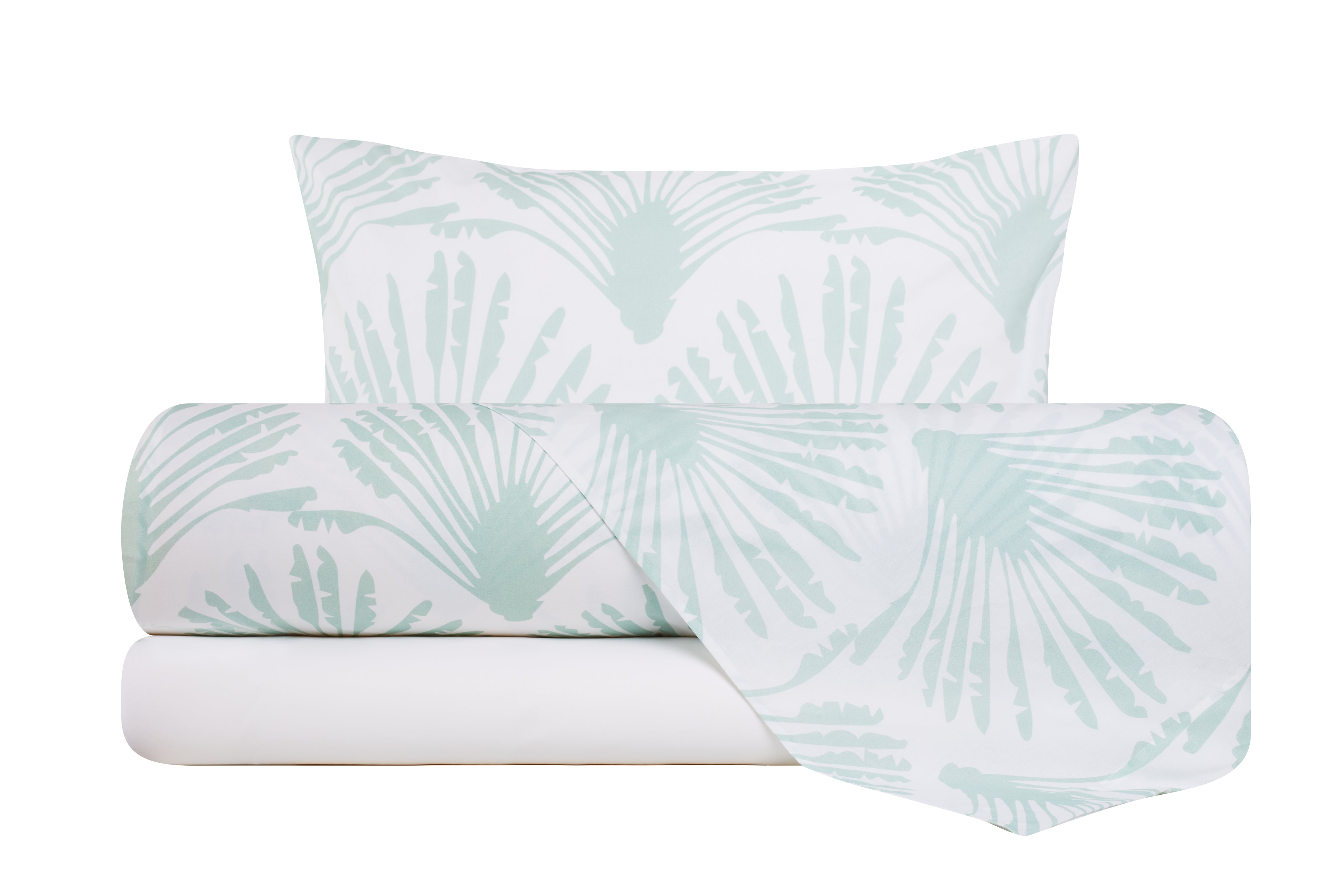 Completo letto lenzuola federe bifaccia double face stampa digitale in cotone made in italy VENTAGLI/BIANCO