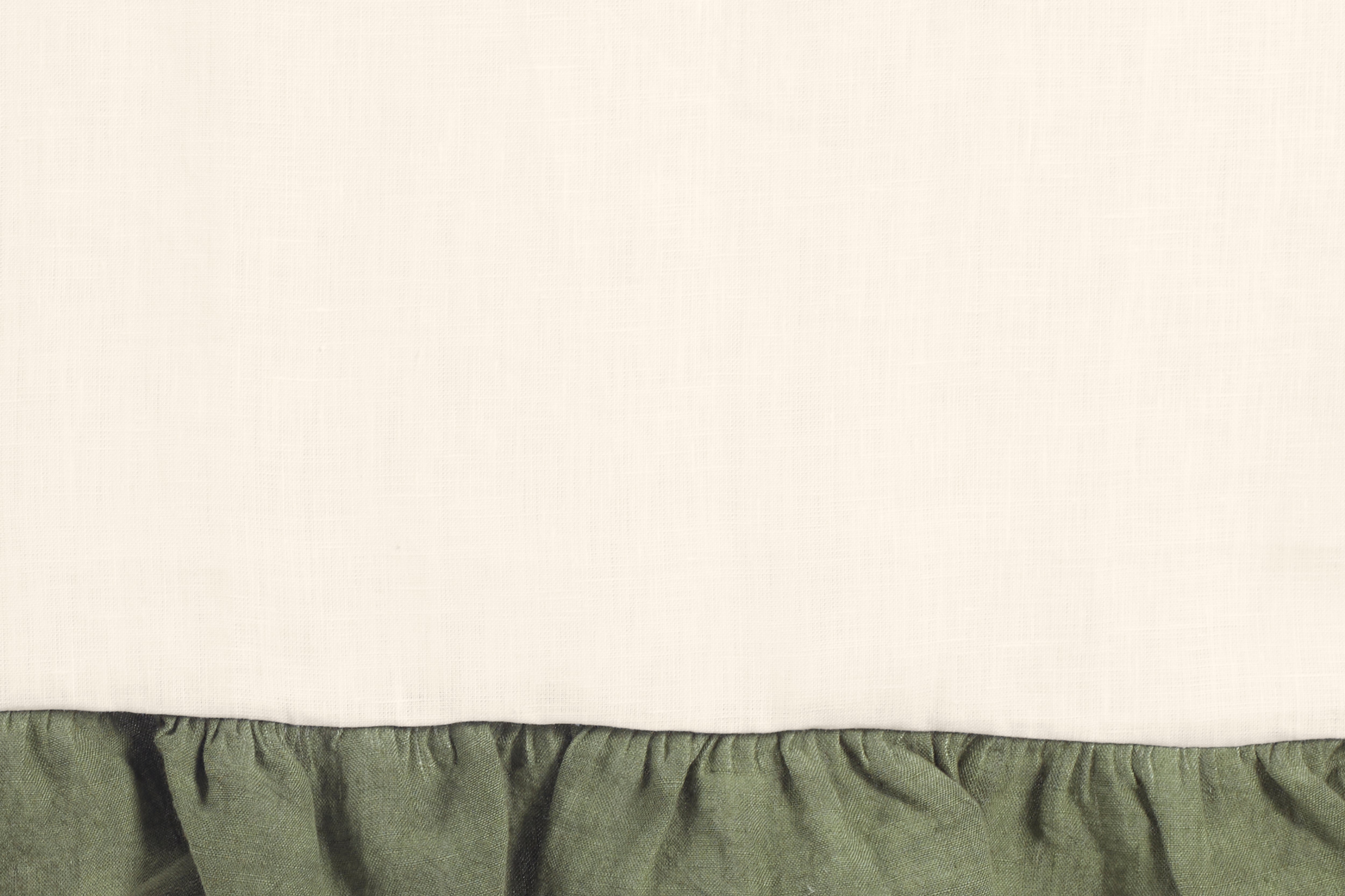 Tovaglia da tavola in 100% puro lino lavato delavè stone washed morbido resistente elegante made in italy  Avorio con Frou Fou Oliva