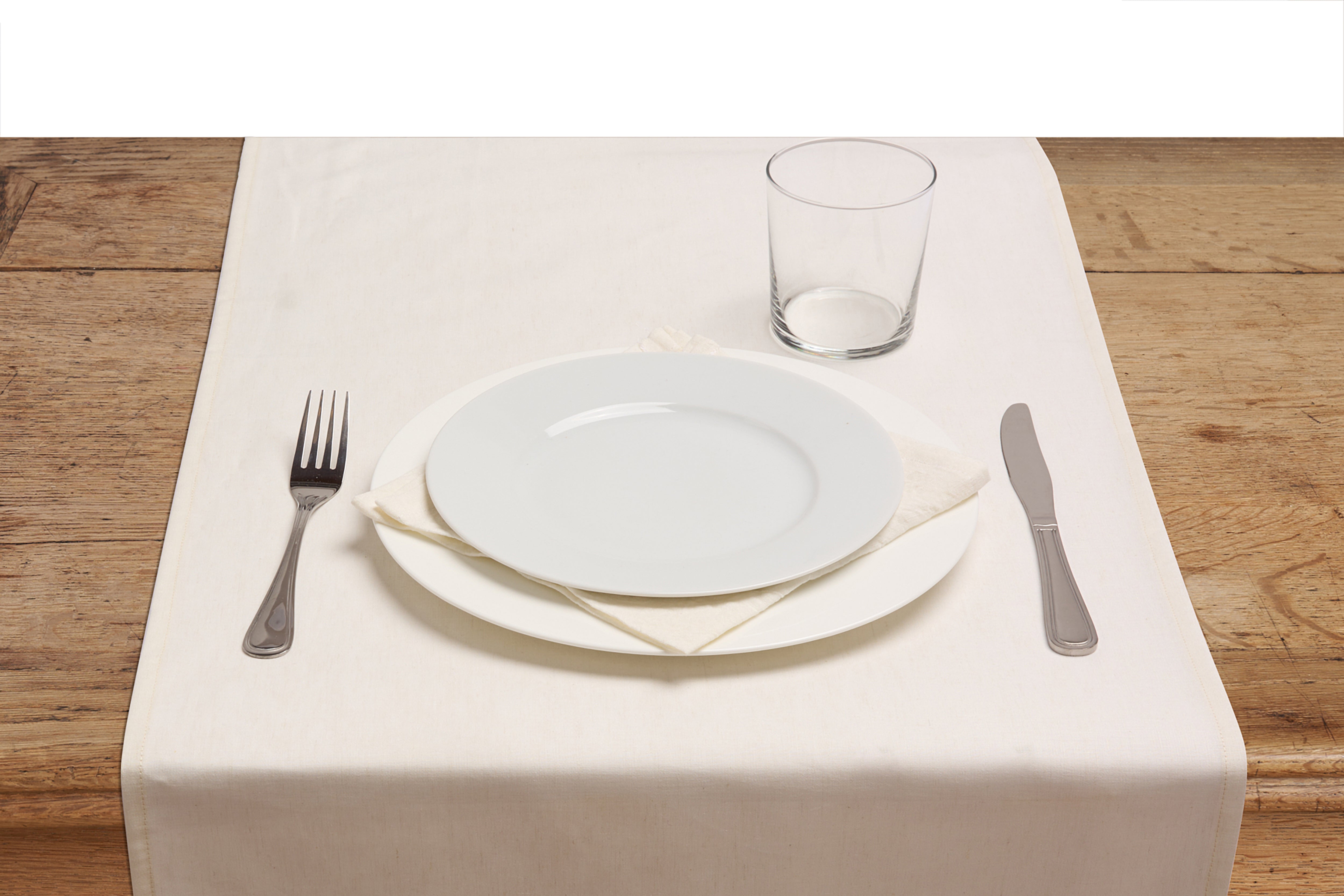 Runner da tavola in 100% puro lino lavato delavè stone washed morbido resistente elegante made in italy Avorio con Frou Frou