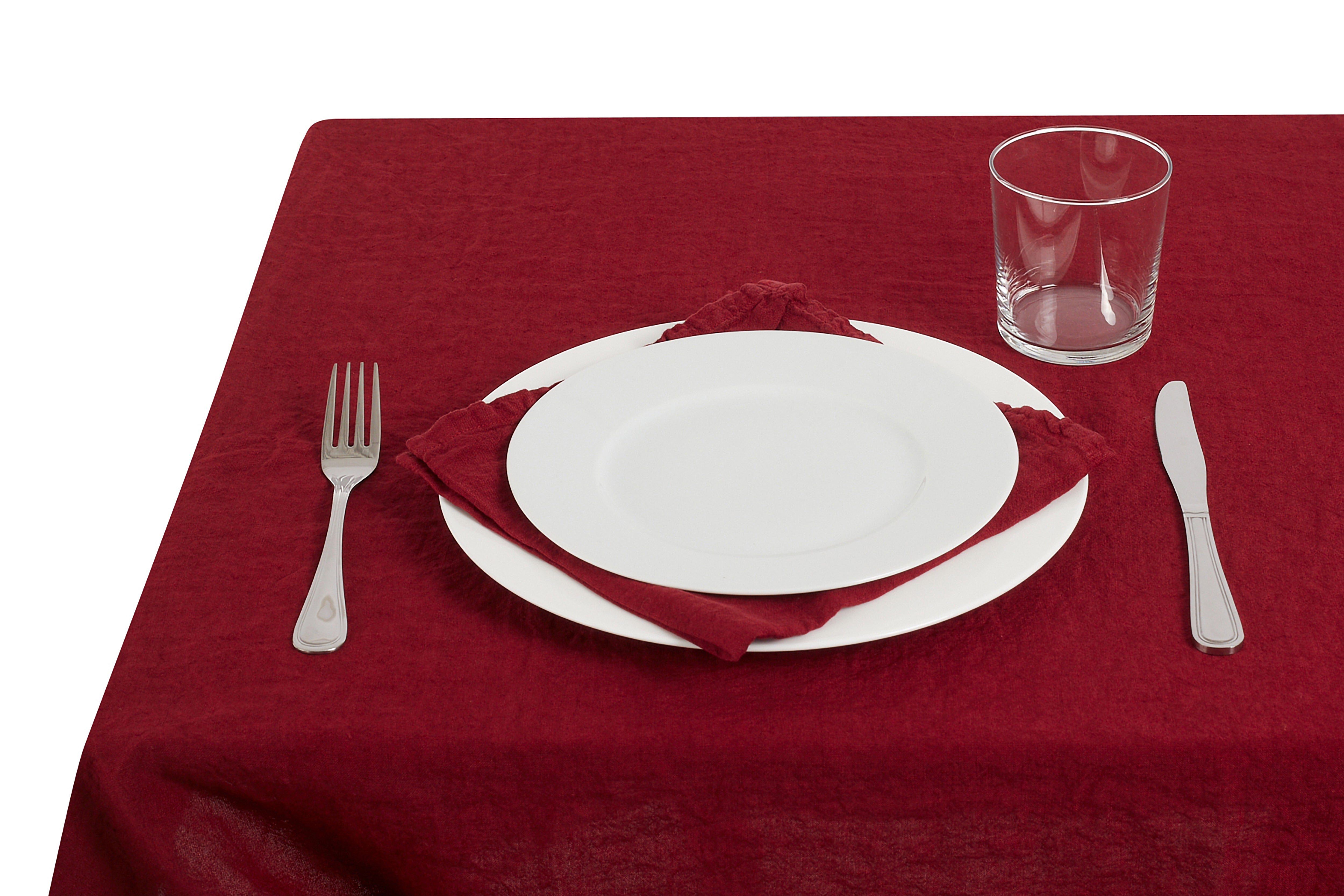 Tovaglia da tavola in 100% puro lino lavato delavè stone washed morbido resistente elegante made in italy  Ciliegia con Frou Frou