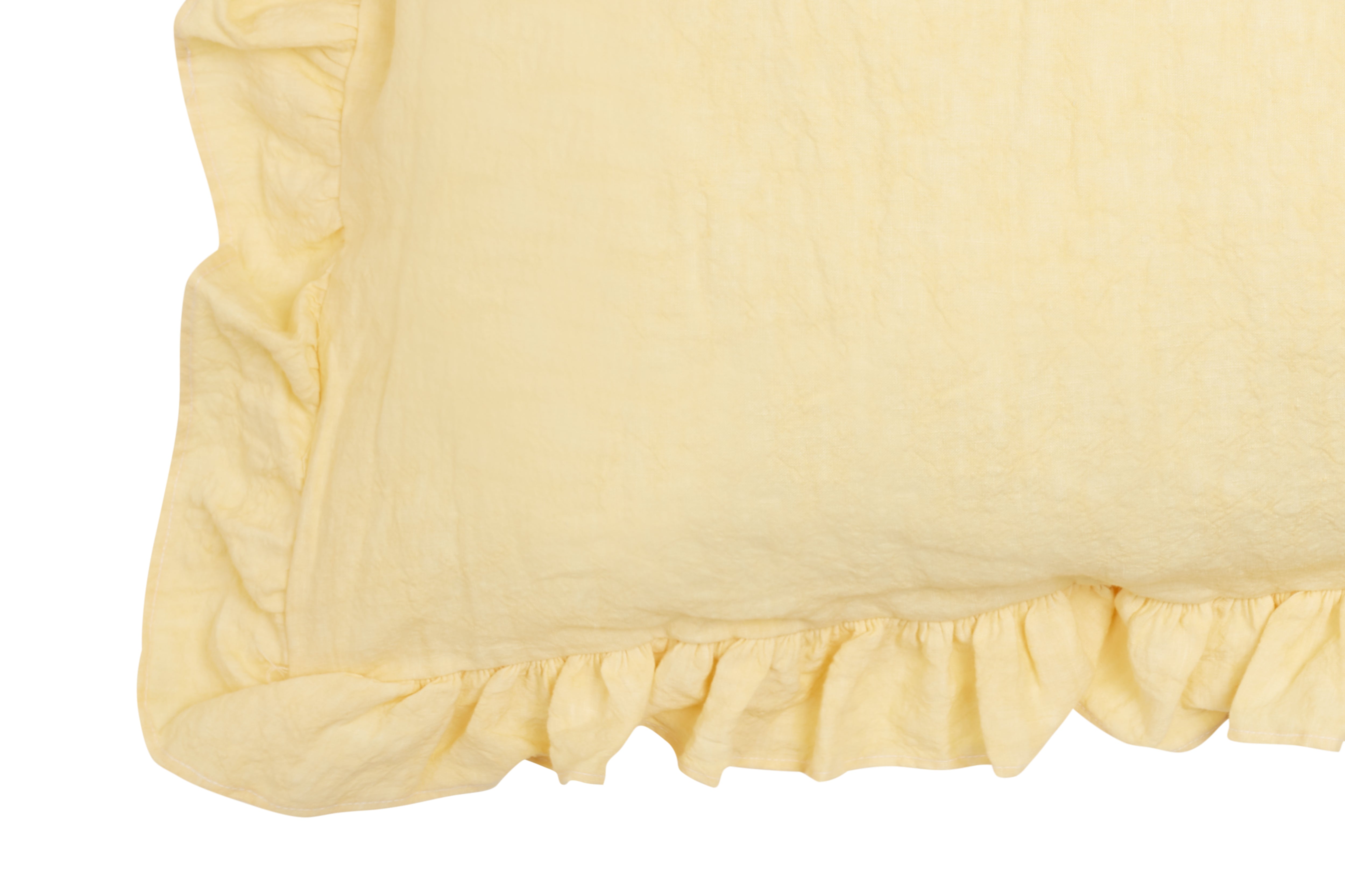 Federa in puro lino stonewashed Giallino con Frou Frou