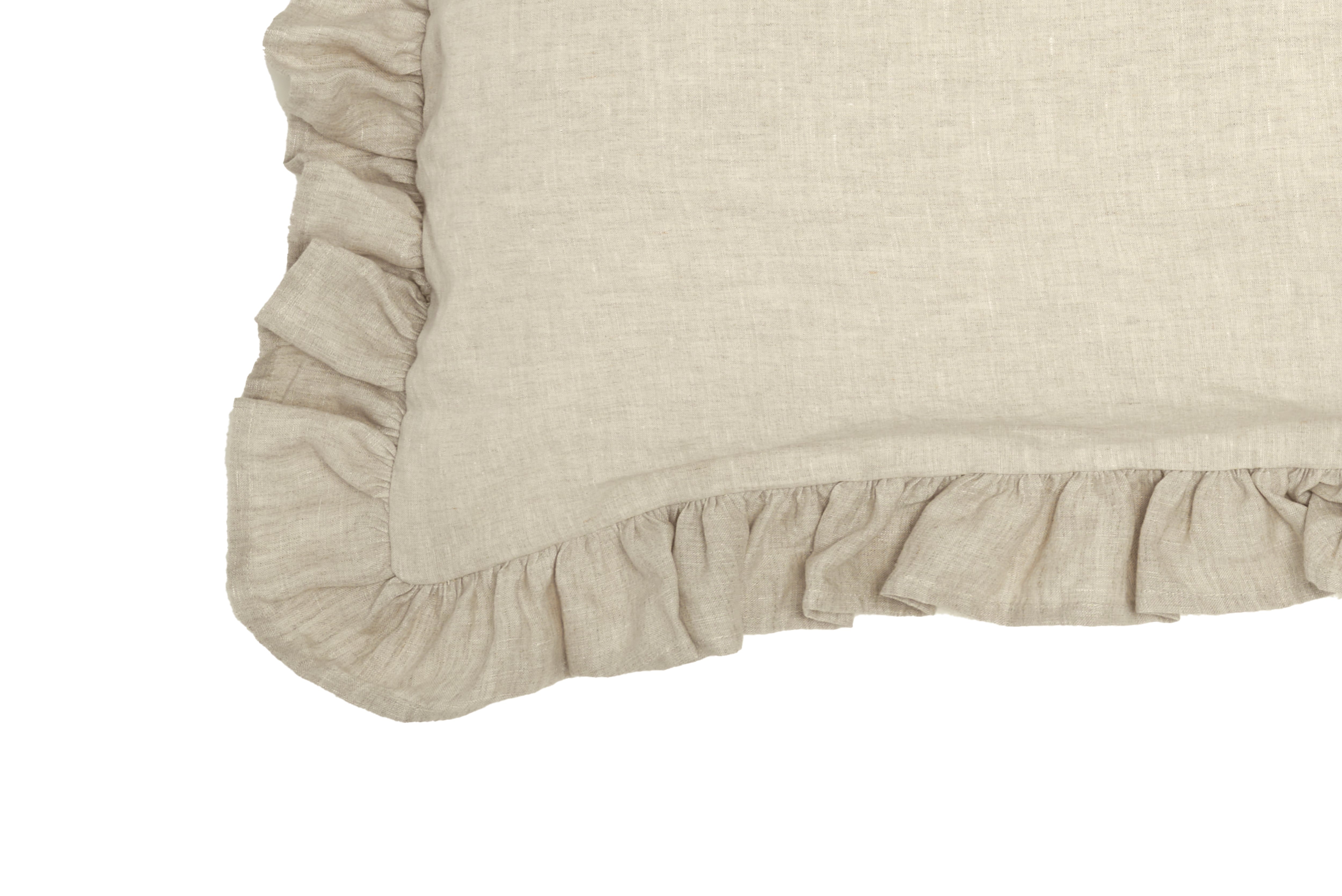 Federa in puro lino stonewashed Bollito con Frou Frou