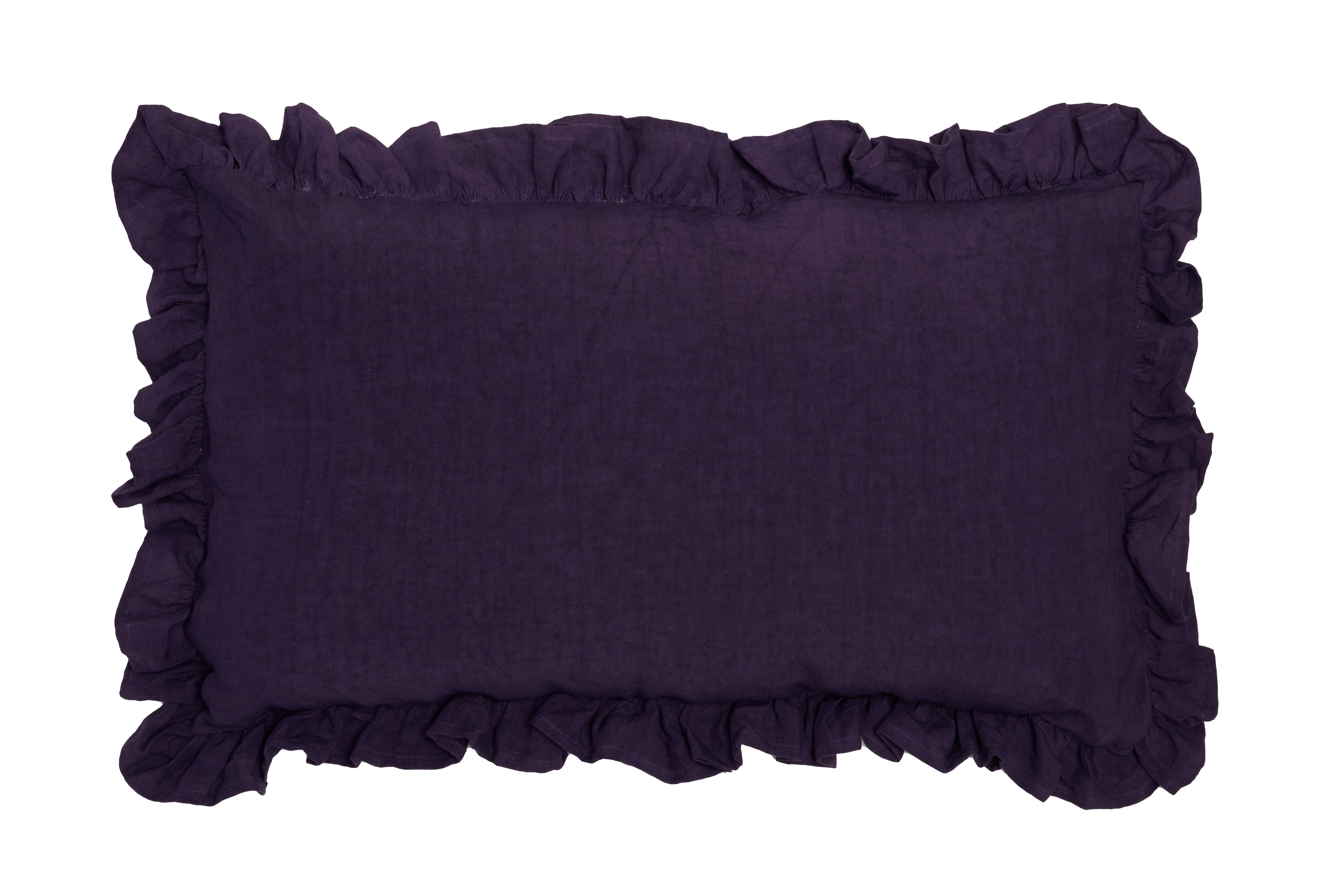 Federa in puro lino stonewashed Viola con Frou Frou