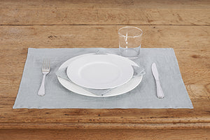 Set di 2 tovagliette americane coppia tovagliette 35 X 50 CM in 100% puro lino lavato delavè stone washed morbido resistente elegante made in italy  GRIGIO