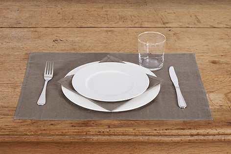 Set di 2 tovagliette americane coppia tovagliette 35 X 50 CM in 100% puro lino lavato delavè stone washed morbido resistente elegante made in italy  TORTORA