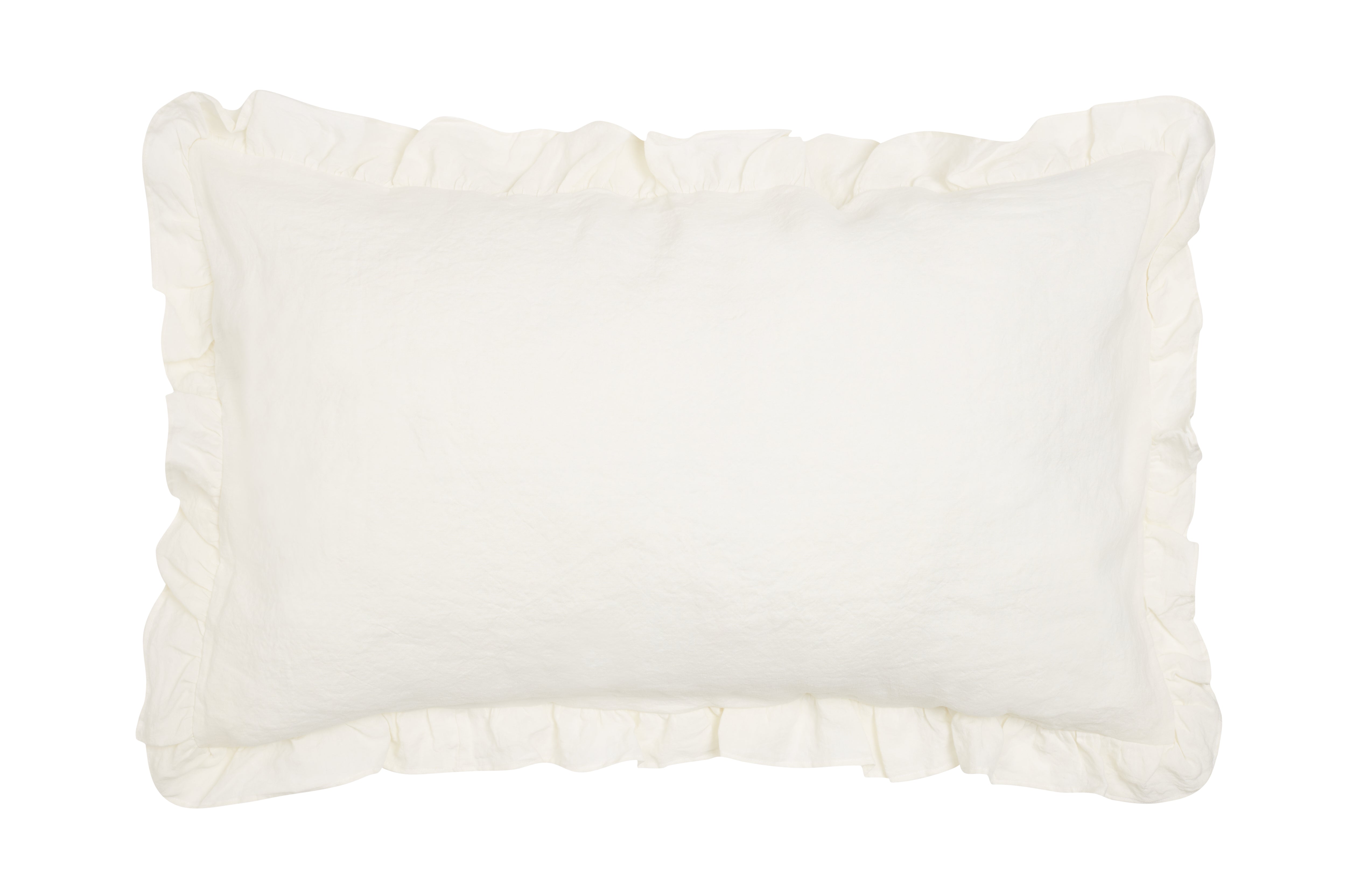 Federa in puro lino stonewashed Avorio con Frou Frou