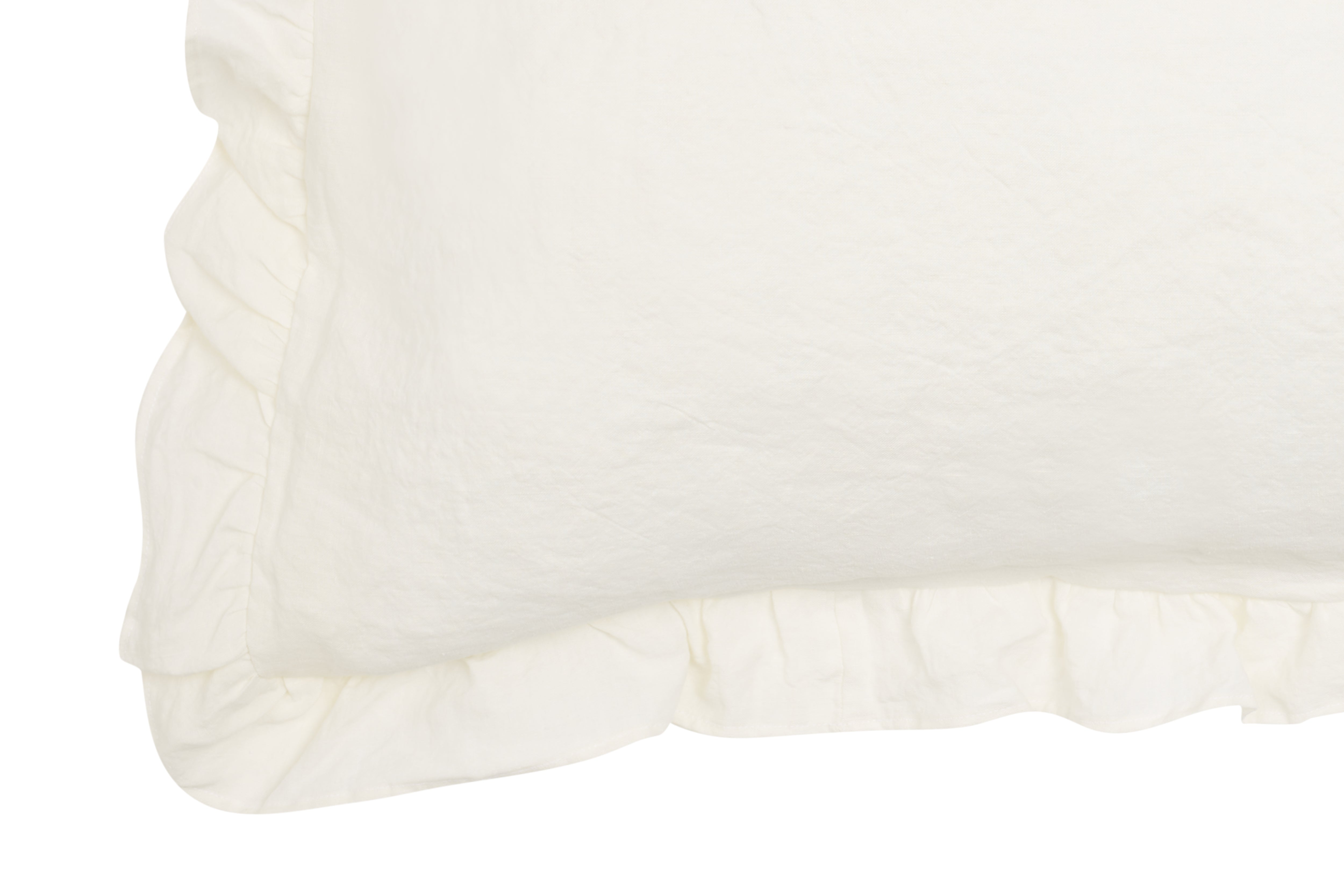 Federa in puro lino stonewashed Avorio con Frou Frou