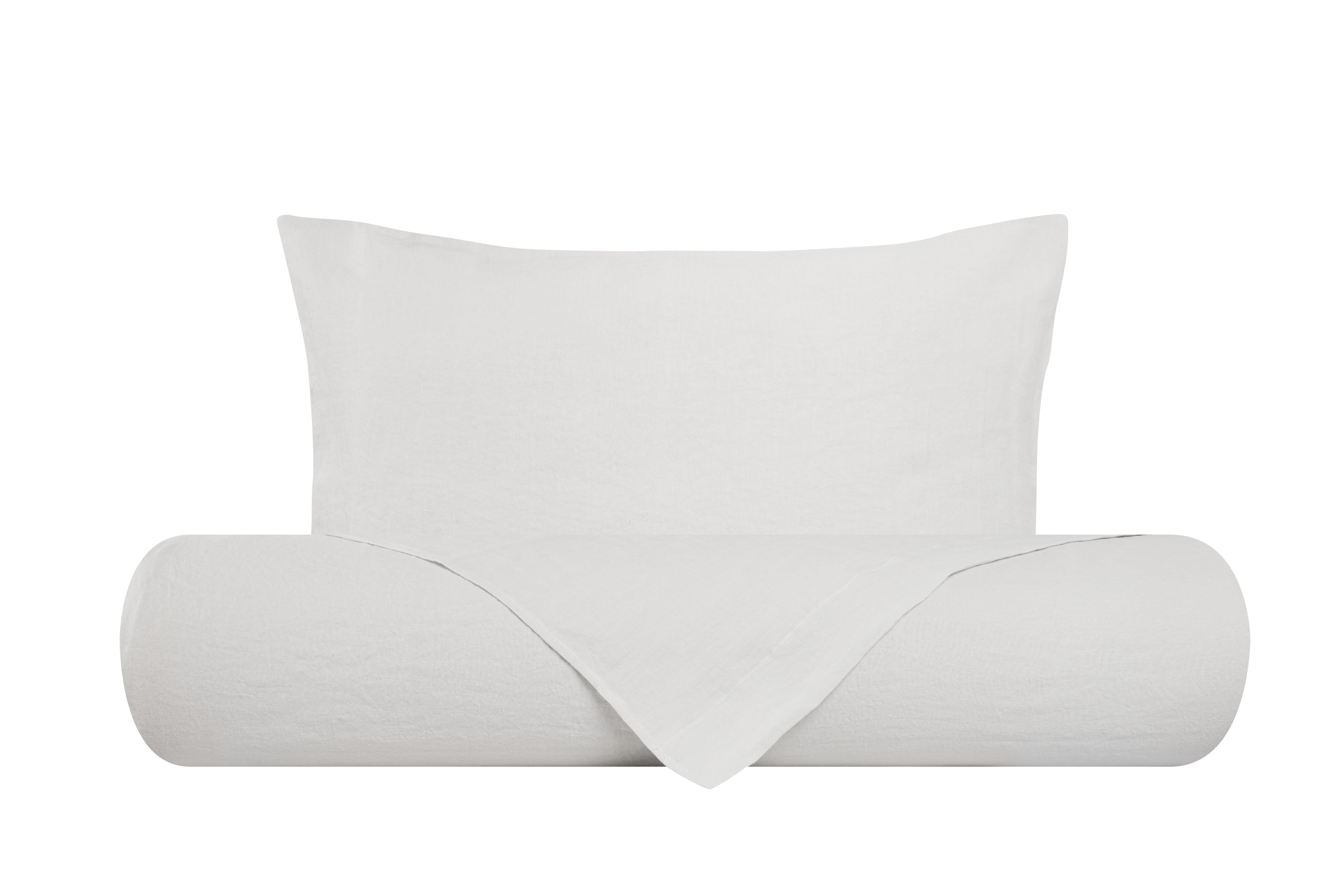 Parure copripiumino in puro lino stone washed Grigio Perla - Vanita di raso