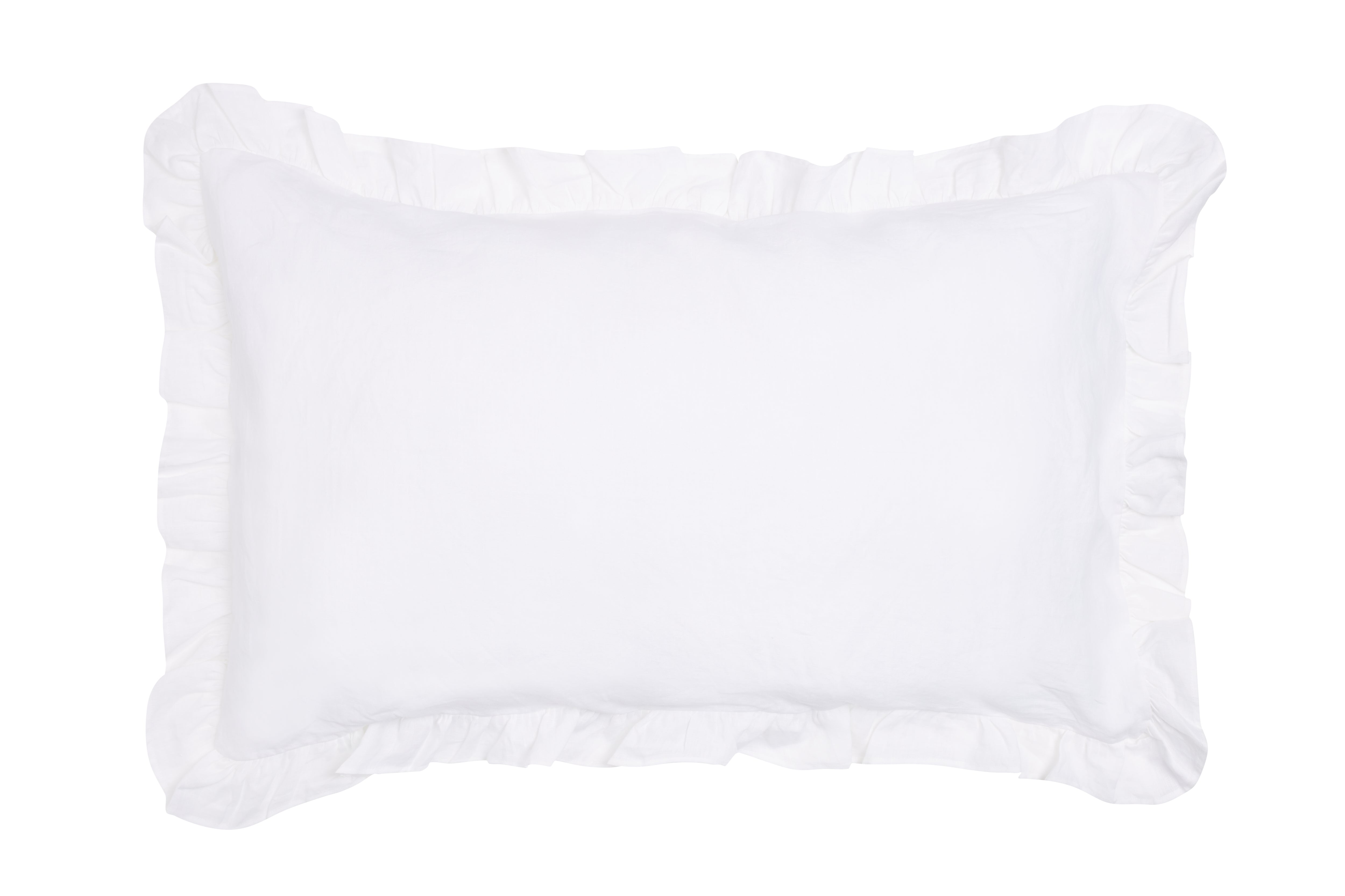 Federa in puro lino stonewashed Bianco con Frou Frou