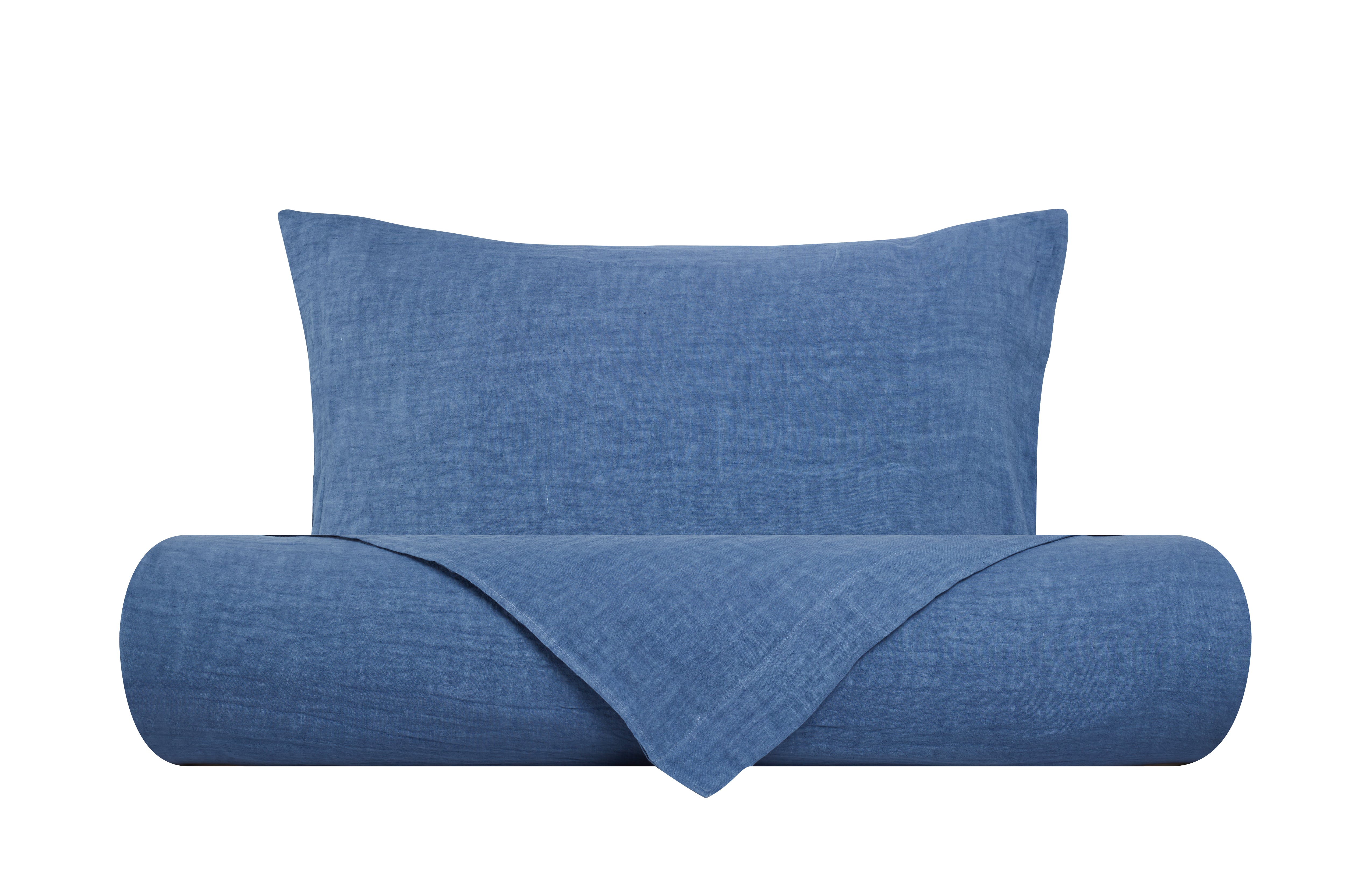 Parure copripiumino in puro lino stone washed Bluette