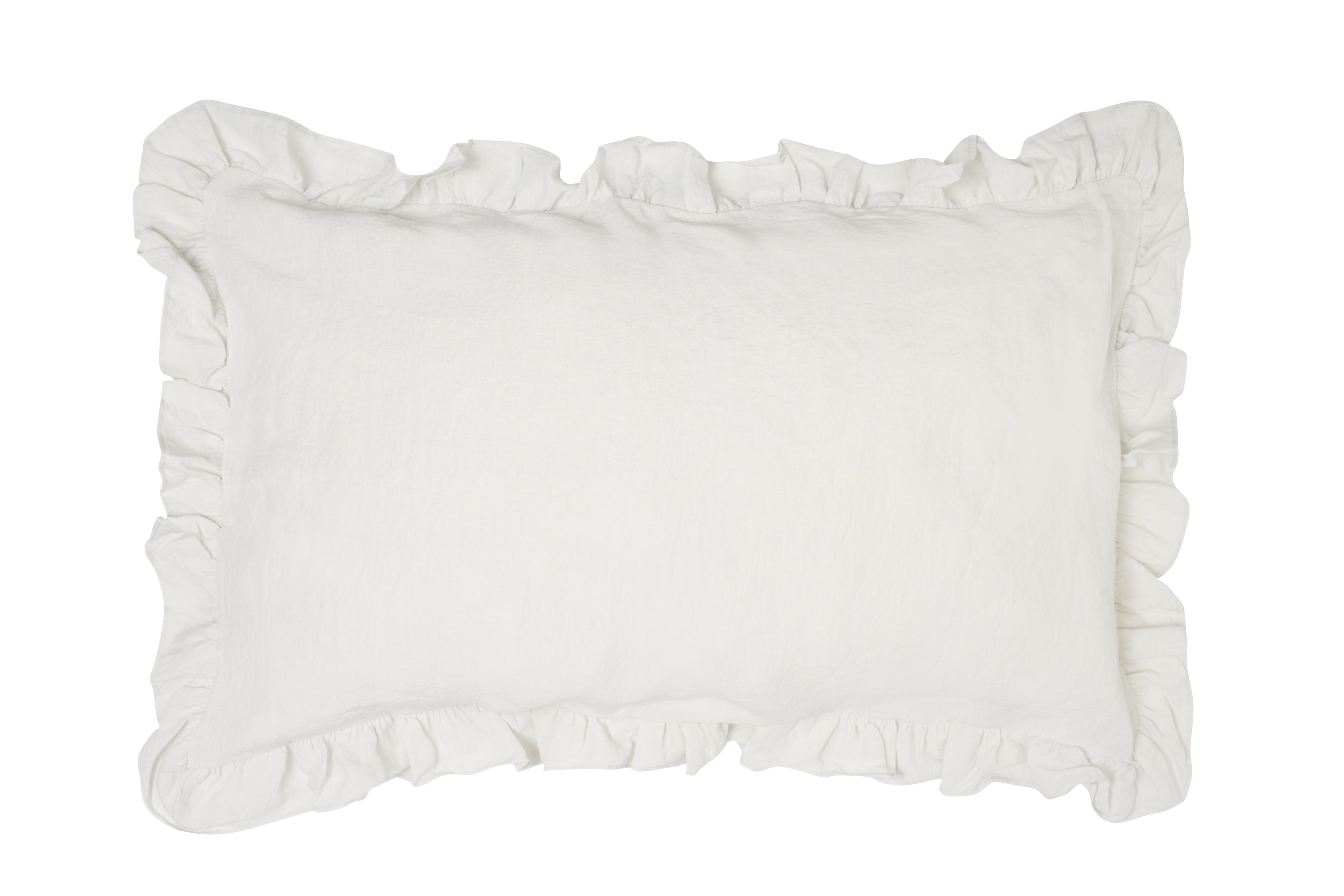 Federa in puro lino stonewashed Grigio Perla con Frou Frou