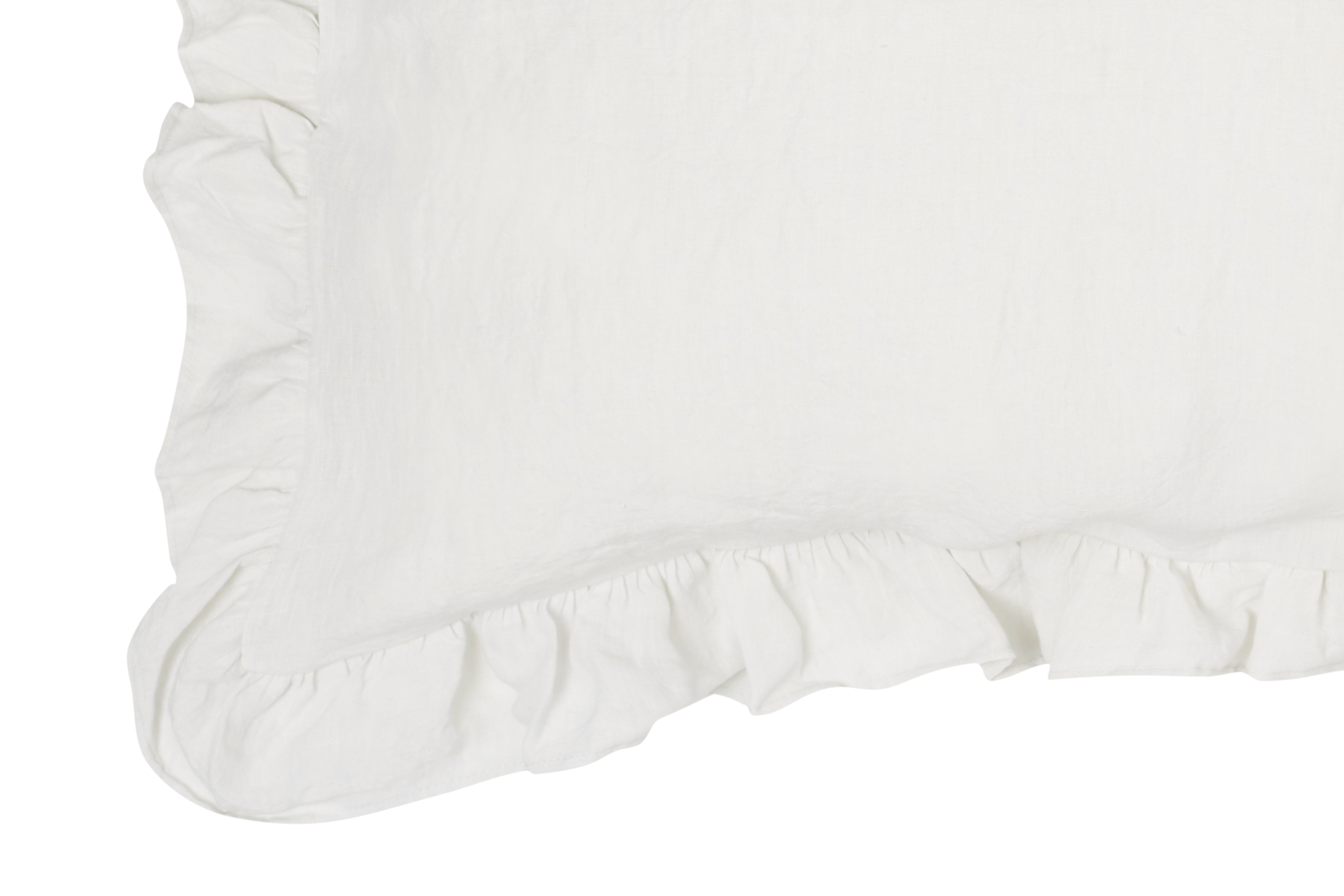 Federa in puro lino stonewashed Grigio Perla con Frou Frou