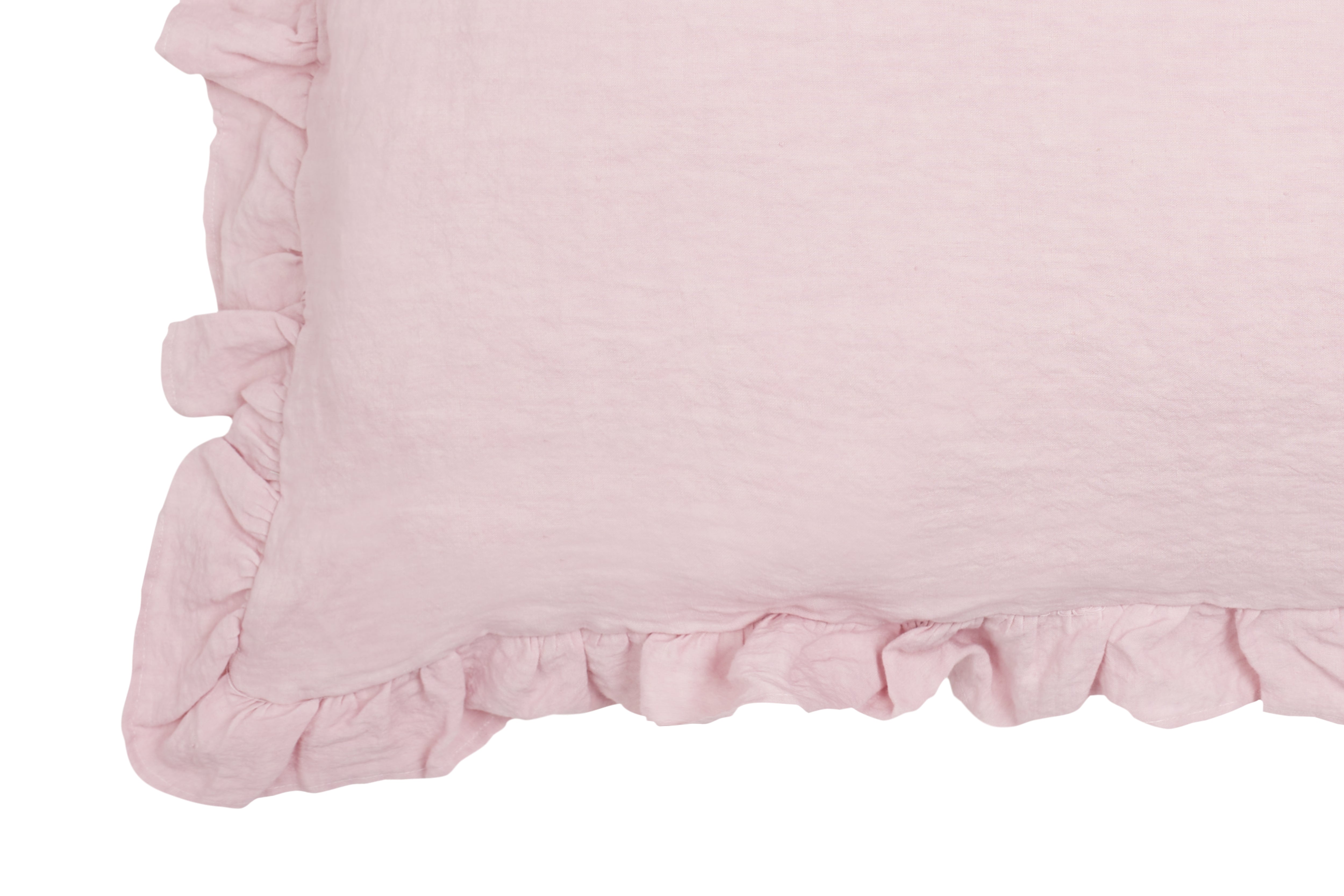 Federa in puro lino stonewashed Rosa con Frou Frou