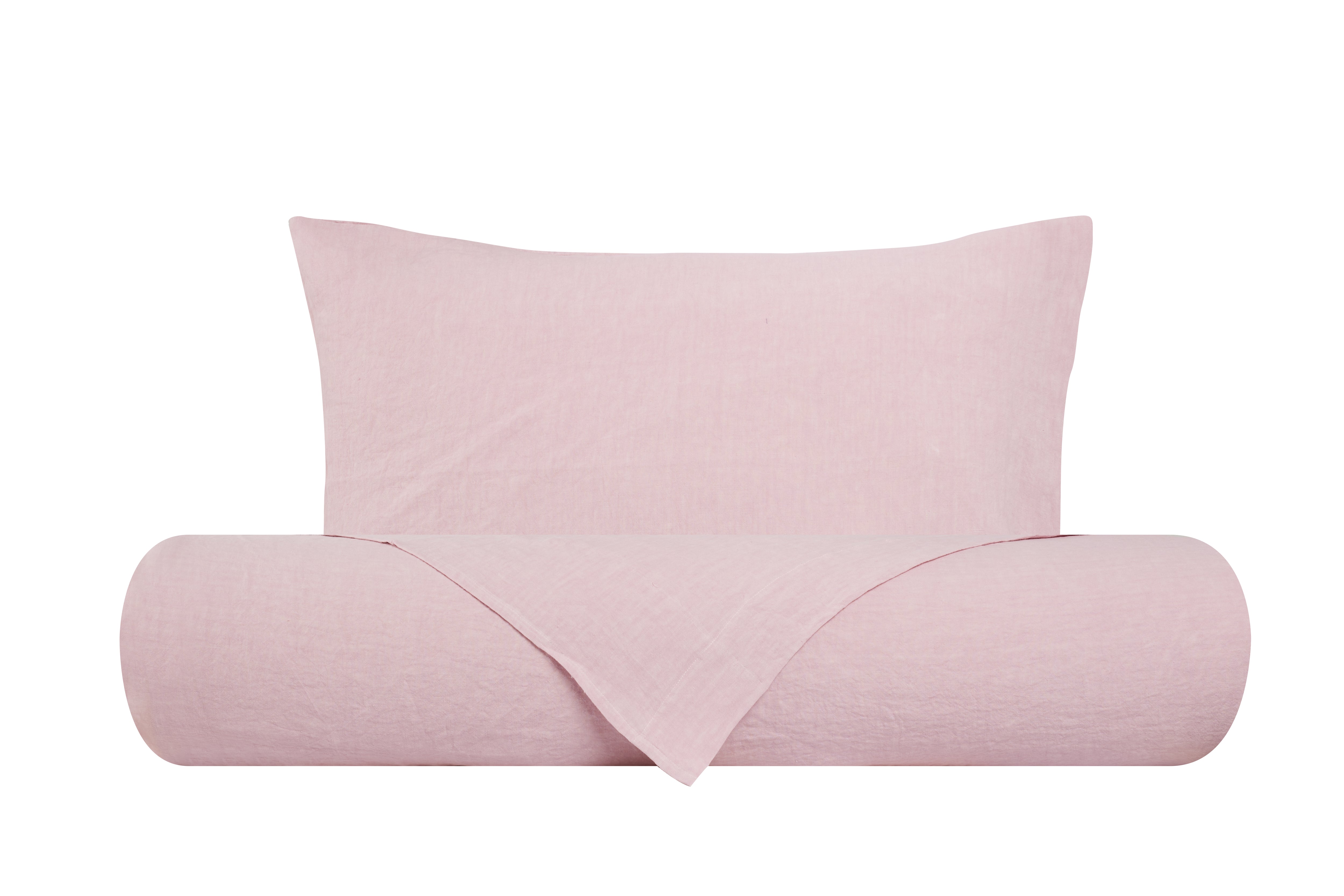 Parure copripiumino in puro lino stone washed Rosa Perla