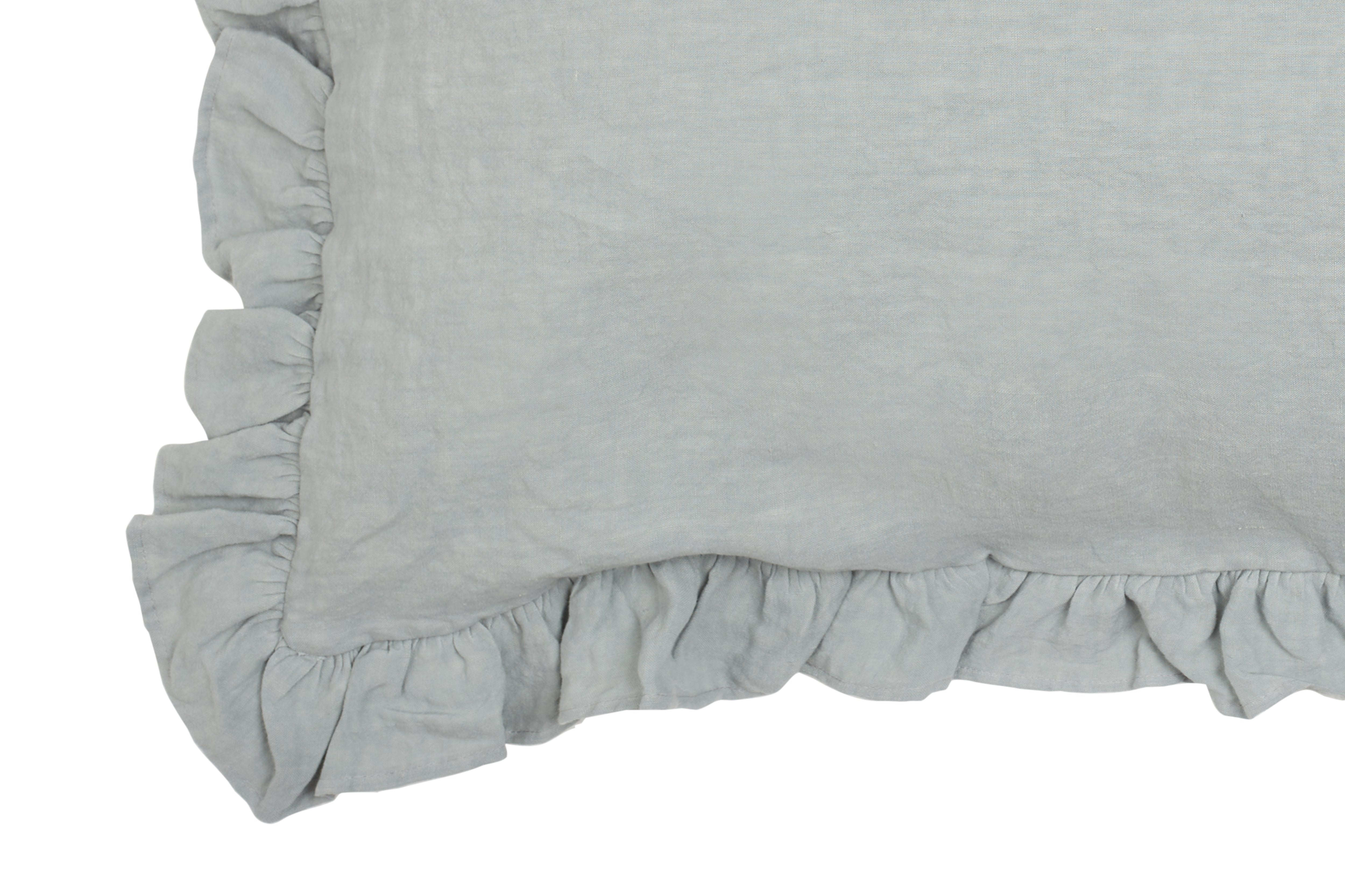 Federa in puro lino stonewashed Grigio con Frou Frou