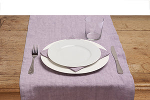 Runner da tavola in 100% puro lino lavato delavè stone washed morbido resistente elegante made in italy  VIOLETTA