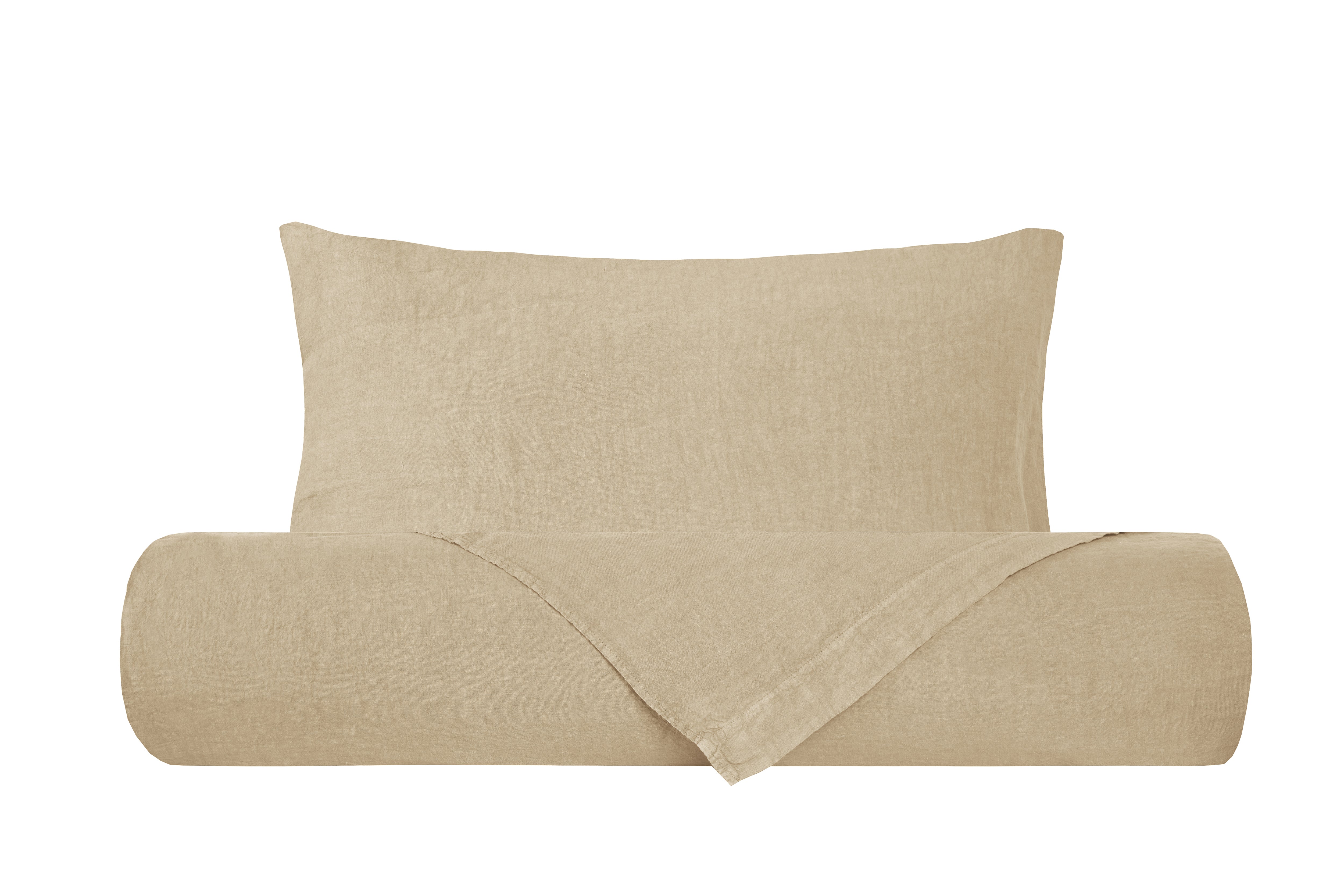 Parure copripiumino in puro lino stone washed Sabbia