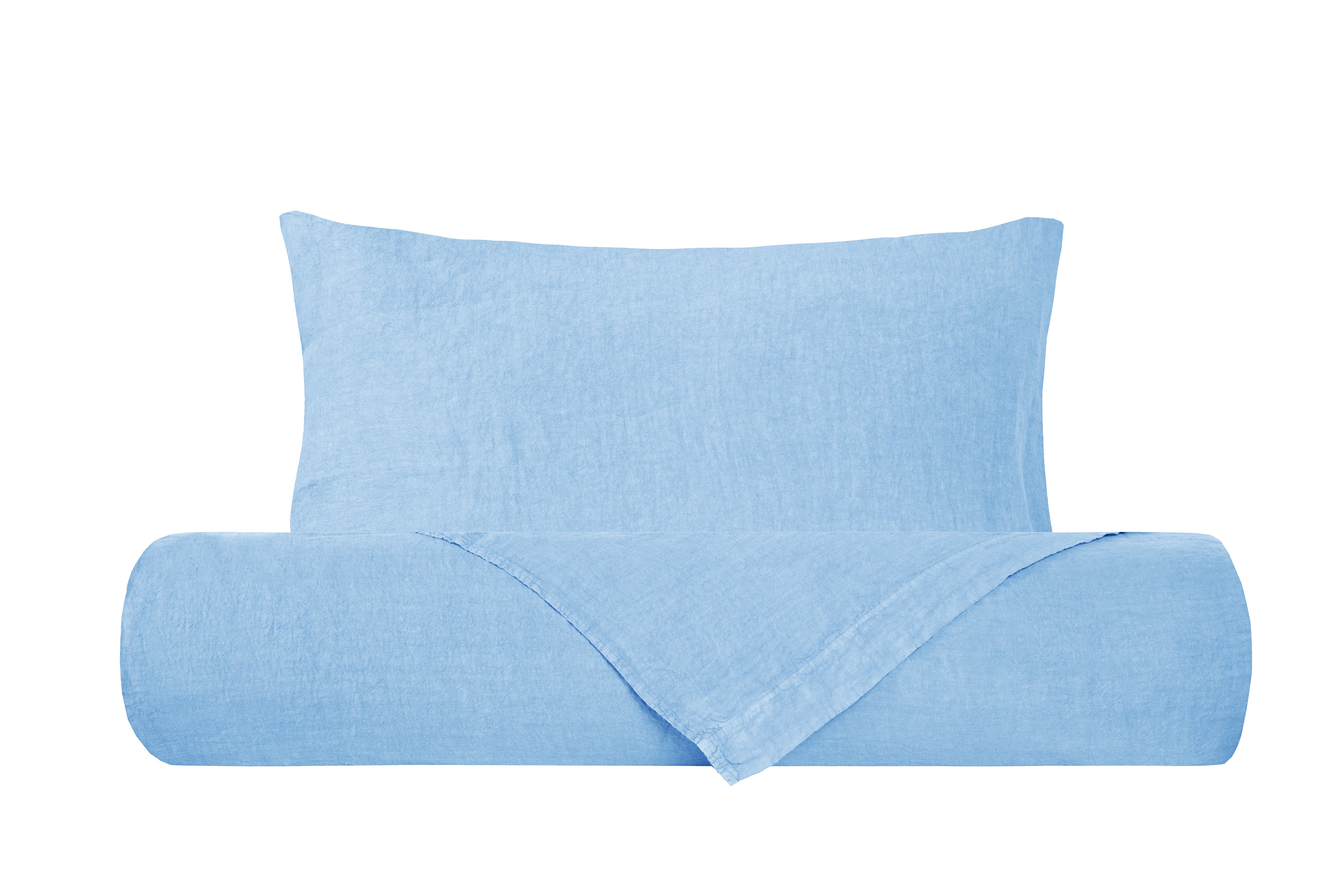Parure copripiumino in puro lino stone washed Azzurro