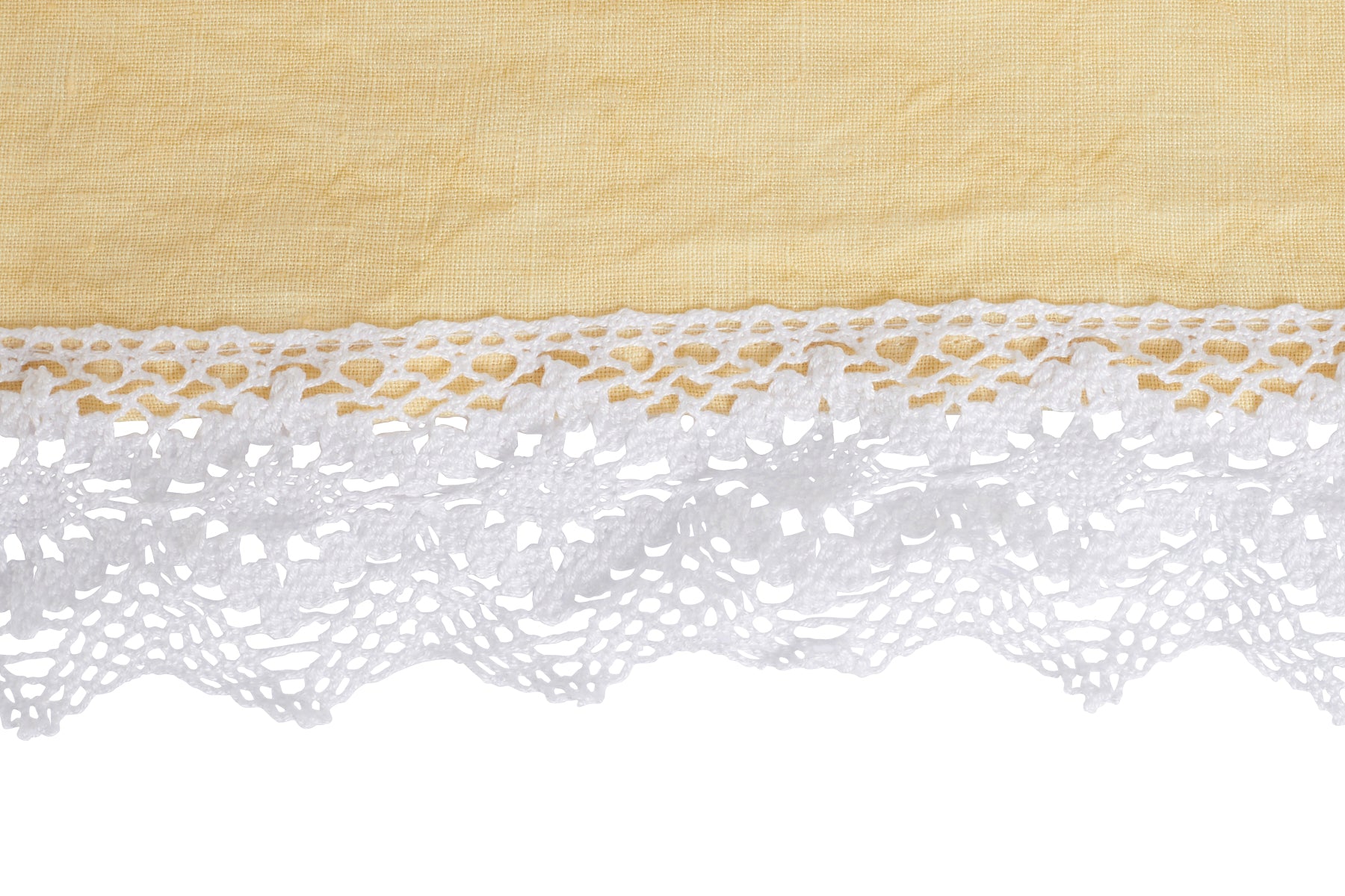 Tovaglia da tavola in 100% puro lino lavato delavè stone washed morbido resistente elegante made in italy Giallino con Dettagli in Pizzo