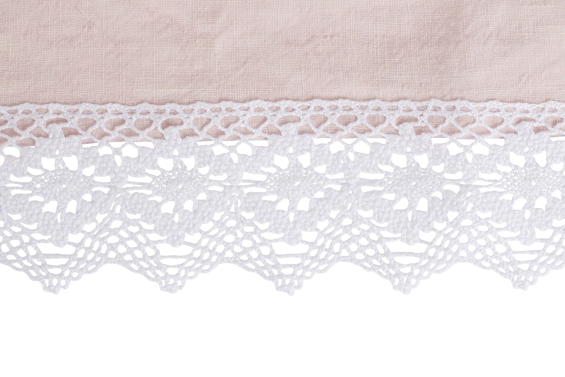 Tovaglia da tavola in 100% puro lino lavato delavè stone washed morbido resistente elegante made in italy Rosa con Dettagli in Pizzo