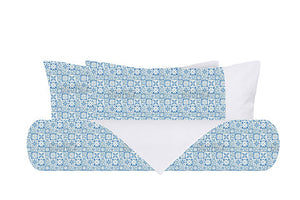 Set Copripiumino Federe Bifaccia Parure Copripiumino in Cotone Made in Italy MAIOLICHE QUADRETTI BLU / BIANCO