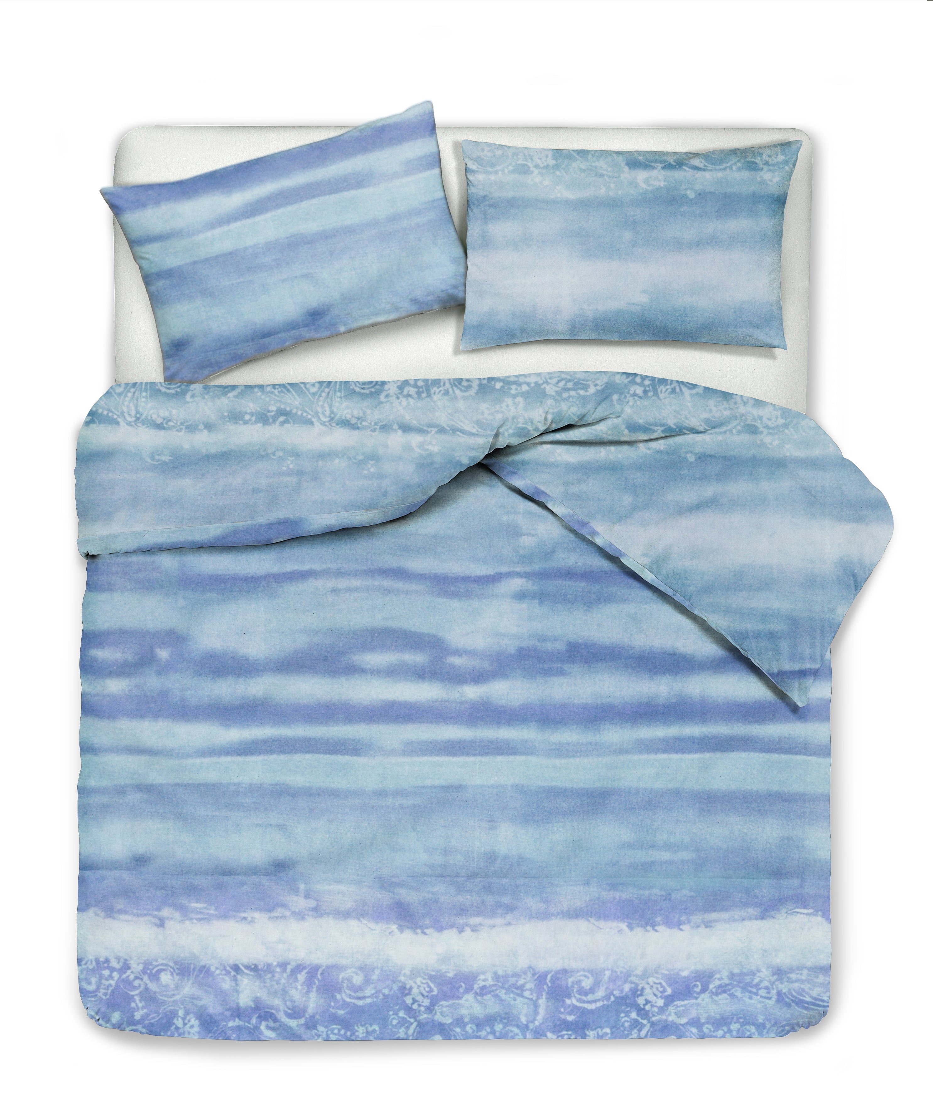 Set copripiumino federe parure Copripiumino eleganti fantasie stampa digitale 100% cotone Made in Italy  MARE - Vanita di raso