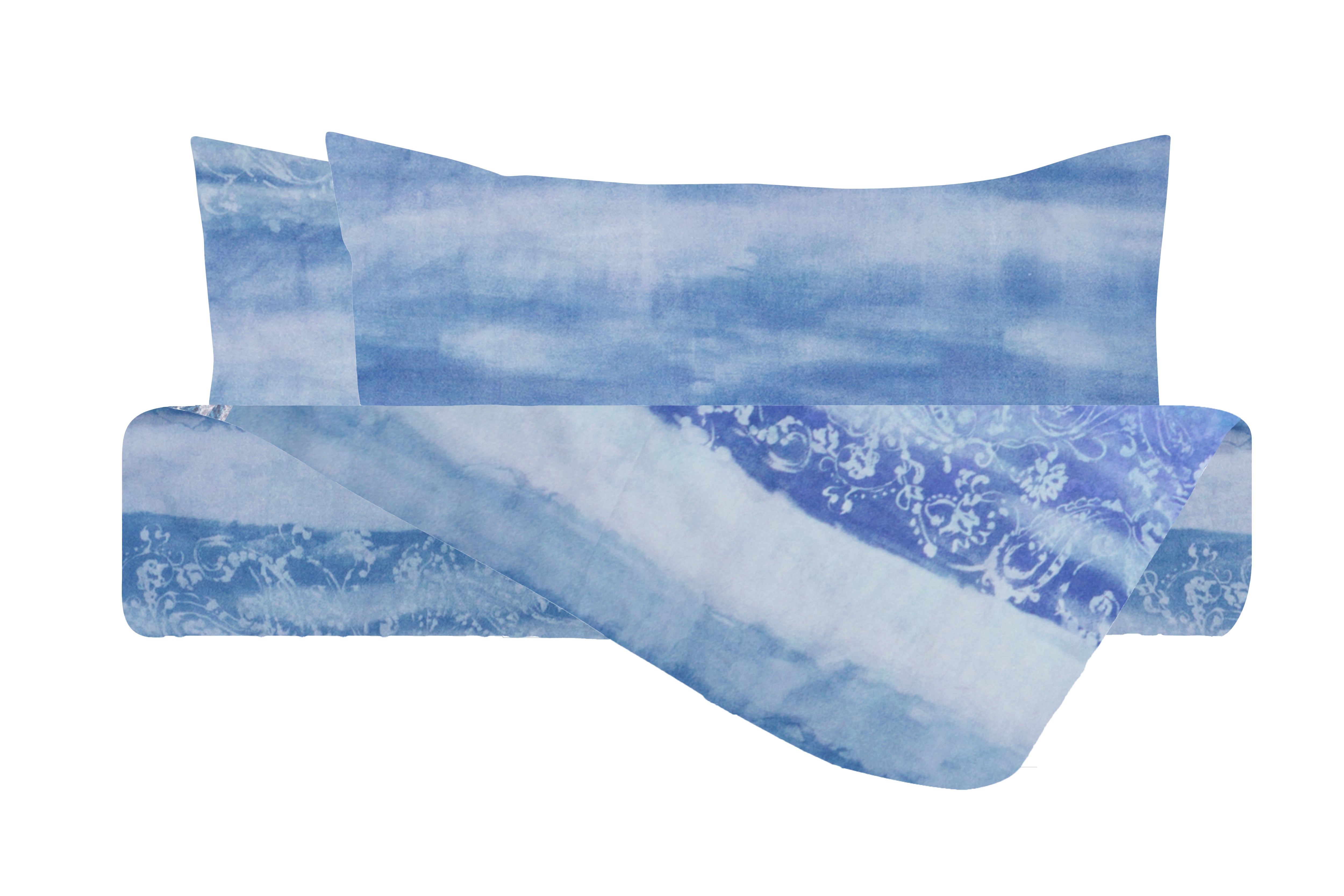 Set copripiumino federe parure Copripiumino eleganti fantasie stampa digitale 100% cotone Made in Italy  MARE - Vanita di raso