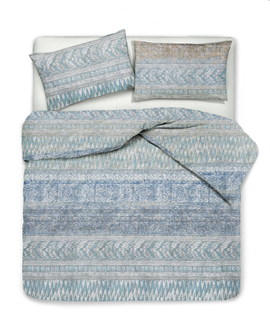 Set copripiumino federe bifaccia Doubleface parure Copripiumino eleganti fantasie stampa digitale 100% cotone Made in Italy  TERRA E MARE - Vanita di raso