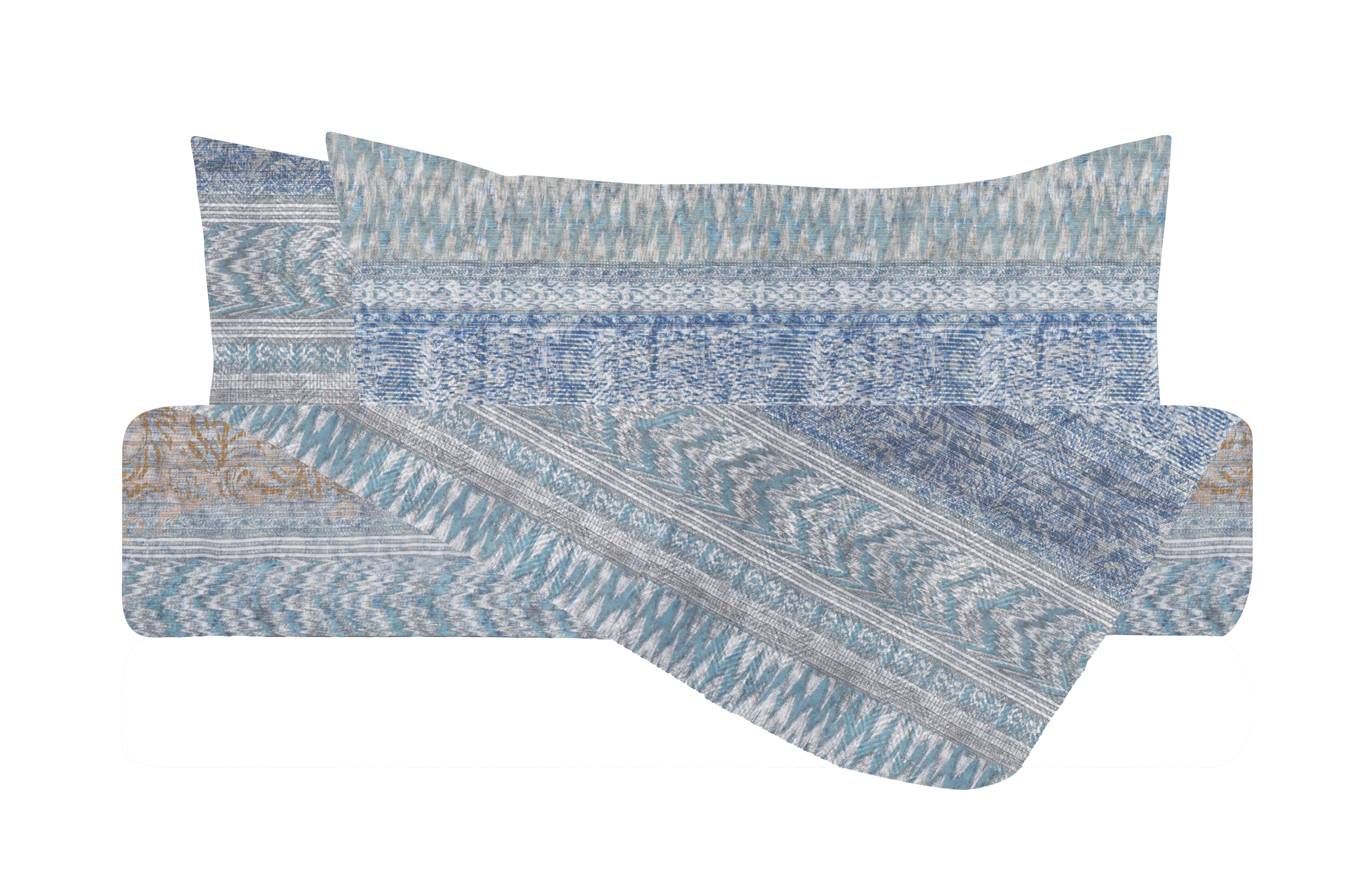 Set copripiumino federe bifaccia Doubleface parure Copripiumino eleganti fantasie stampa digitale 100% cotone Made in Italy  TERRA E MARE - Vanita di raso