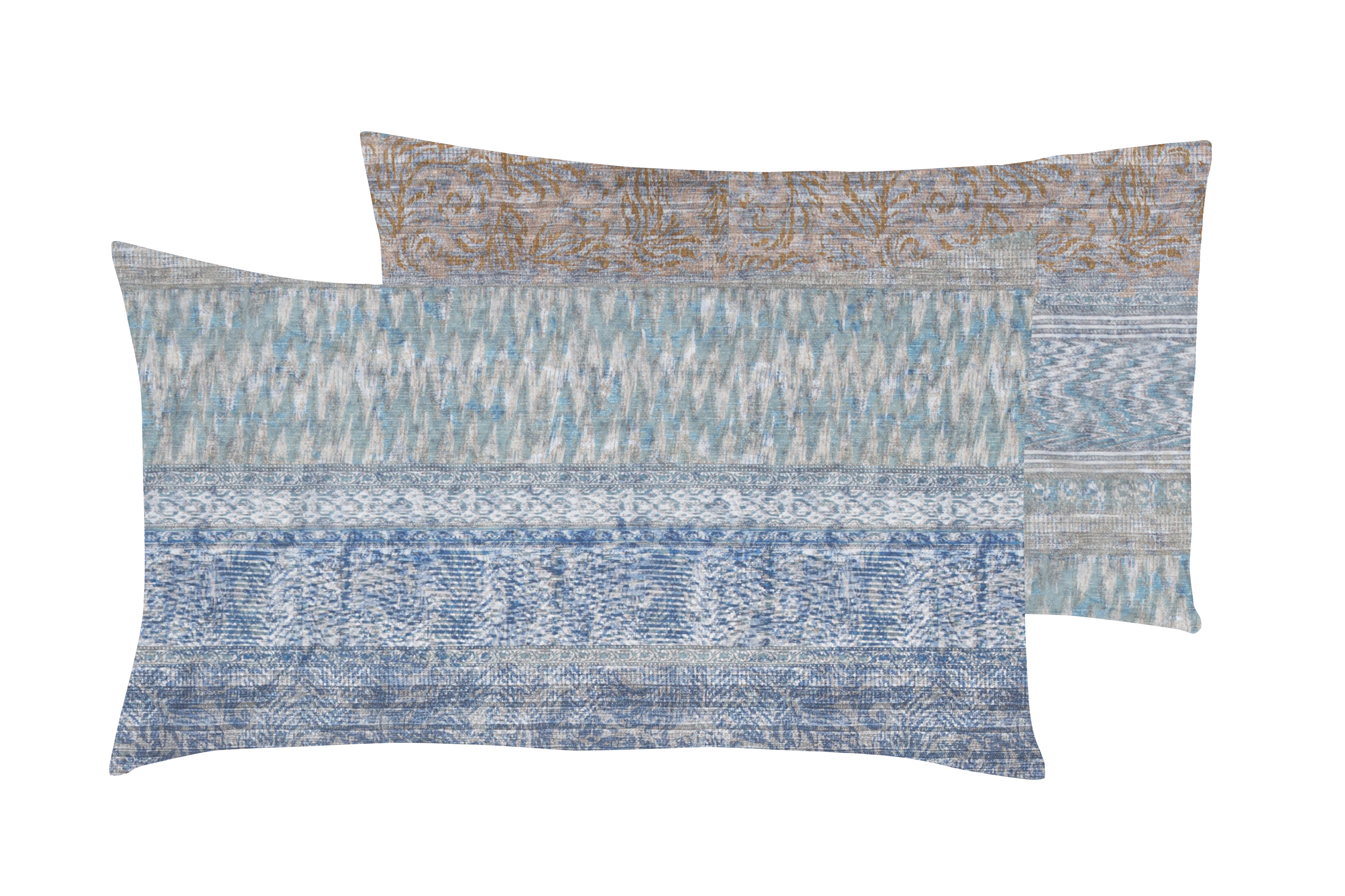 Set 2 federe coppia di federe stampa digitale 100% cotone Made in Italy TERRA E MARE - Vanita di raso