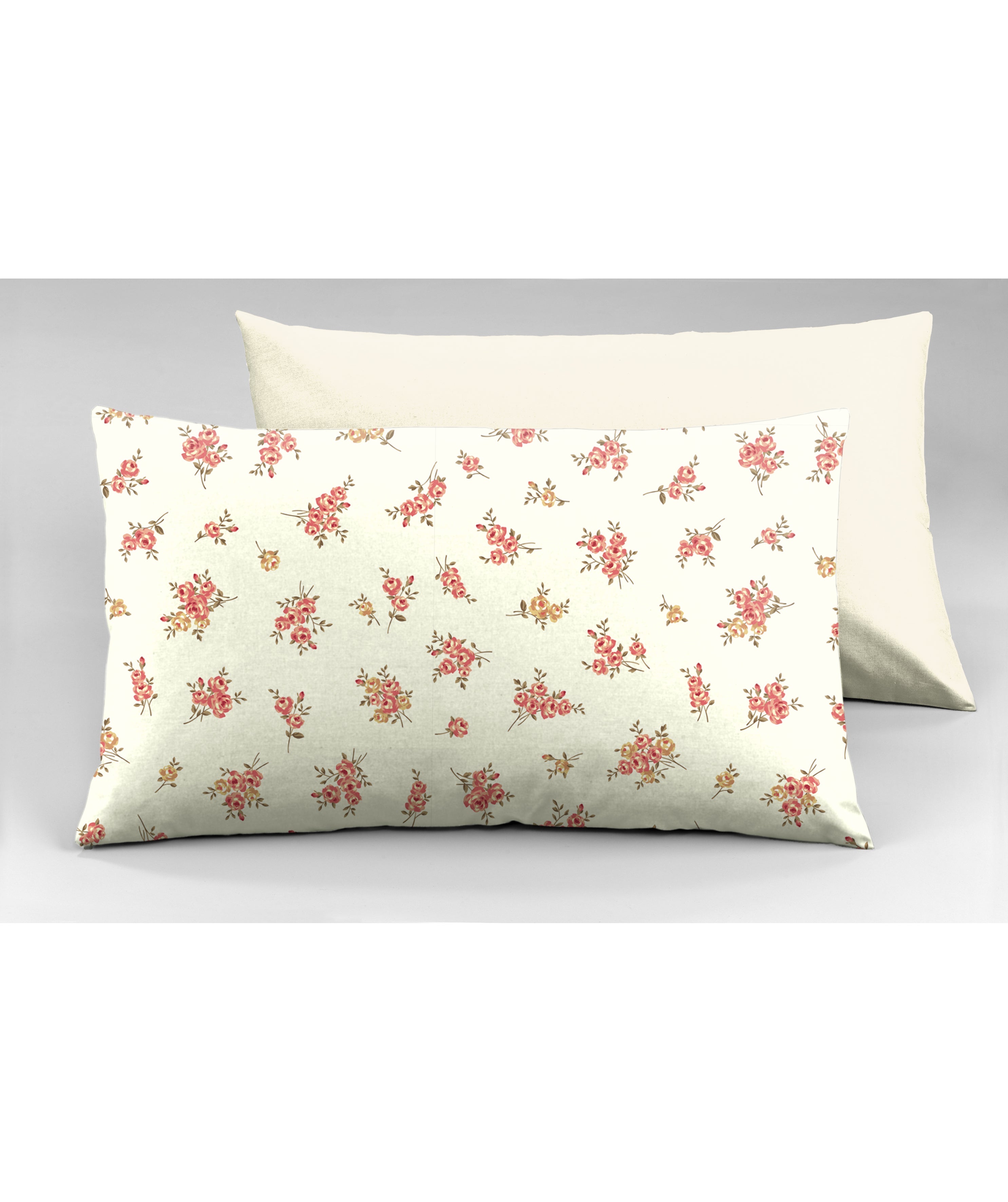 Completo letto lenzuola federe bifaccia double face stampa digitale in cotone made in italy FIORELLINI/PANNA