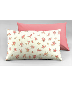 Set 2 federe coppia di federe bifaccia doubleface stampa digitale 100% cotone Made in Italy FIORELLINI/ROSA ANTICO