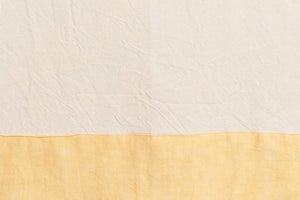 Runner in misto lino  con elegante bordo applicato made in italy  NATURALE/GIALLO PASTELLO