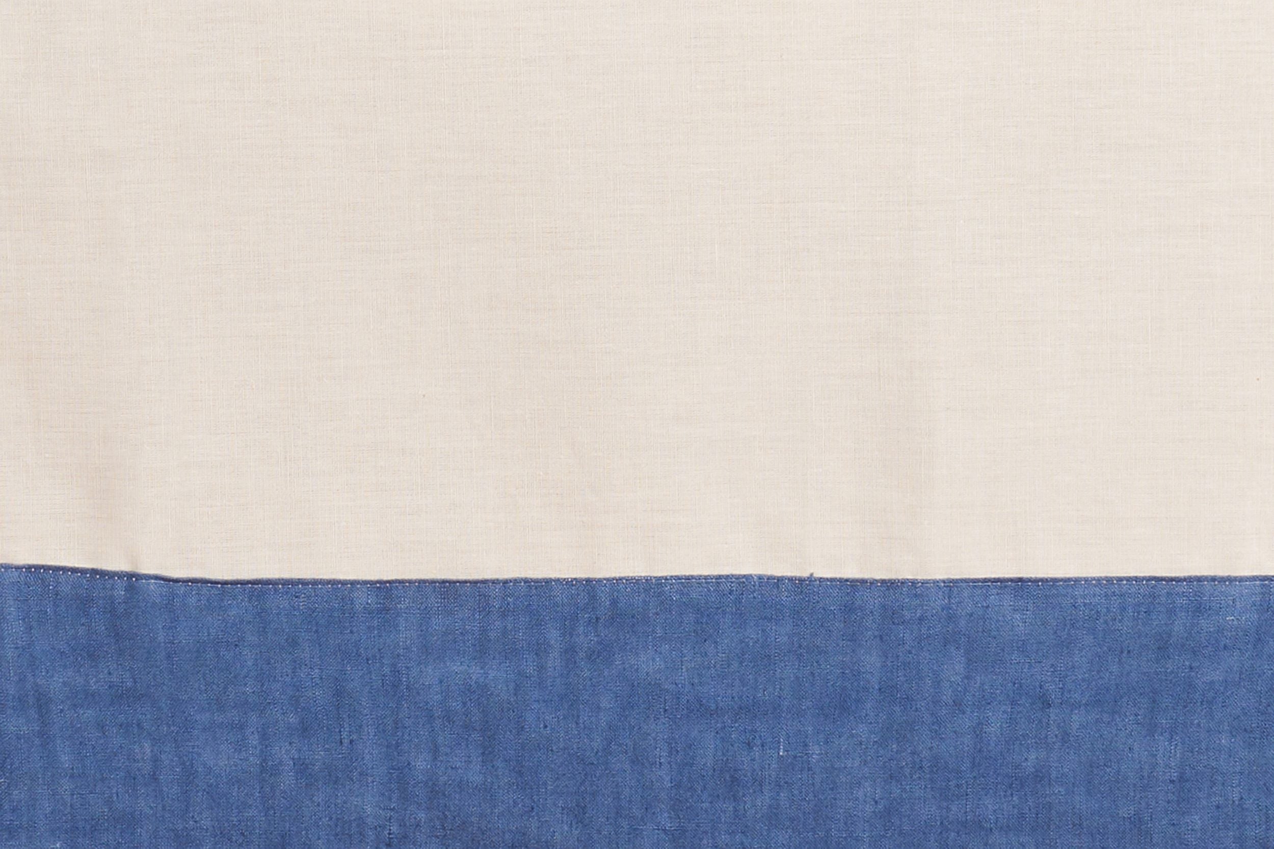 Runner in misto lino  con elegante bordo applicato made in italy  NATURALE/BLUETTE