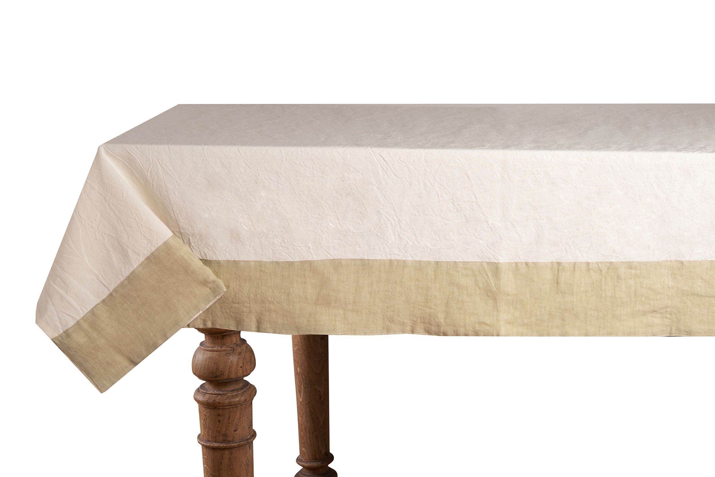 Tovaglia in misto lino con elegante bordo applicato made in italy NATURALE/SABBIA