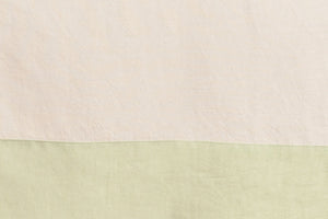 Runner in misto lino  con elegante bordo applicato made in italy  NATURALE/VERDE MENTA