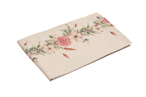 Runner da tavola in misto lino stampa floreale fiori morbido resistente elegante made in italy  FIOR DI COTONE