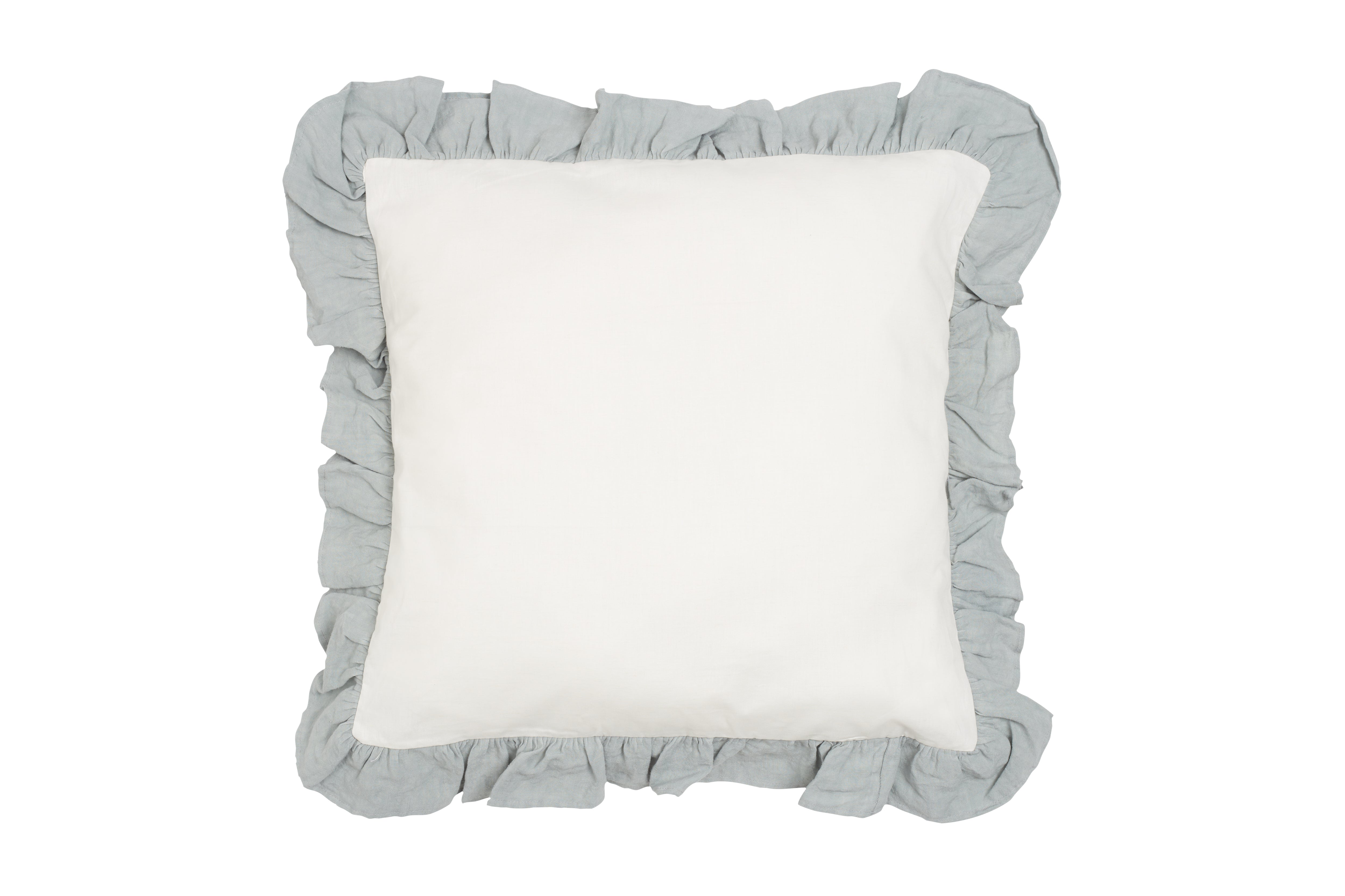 Cuscino Arredo con Frou Frou in misto lino Made in Italy  NATURALE/GRIGIO