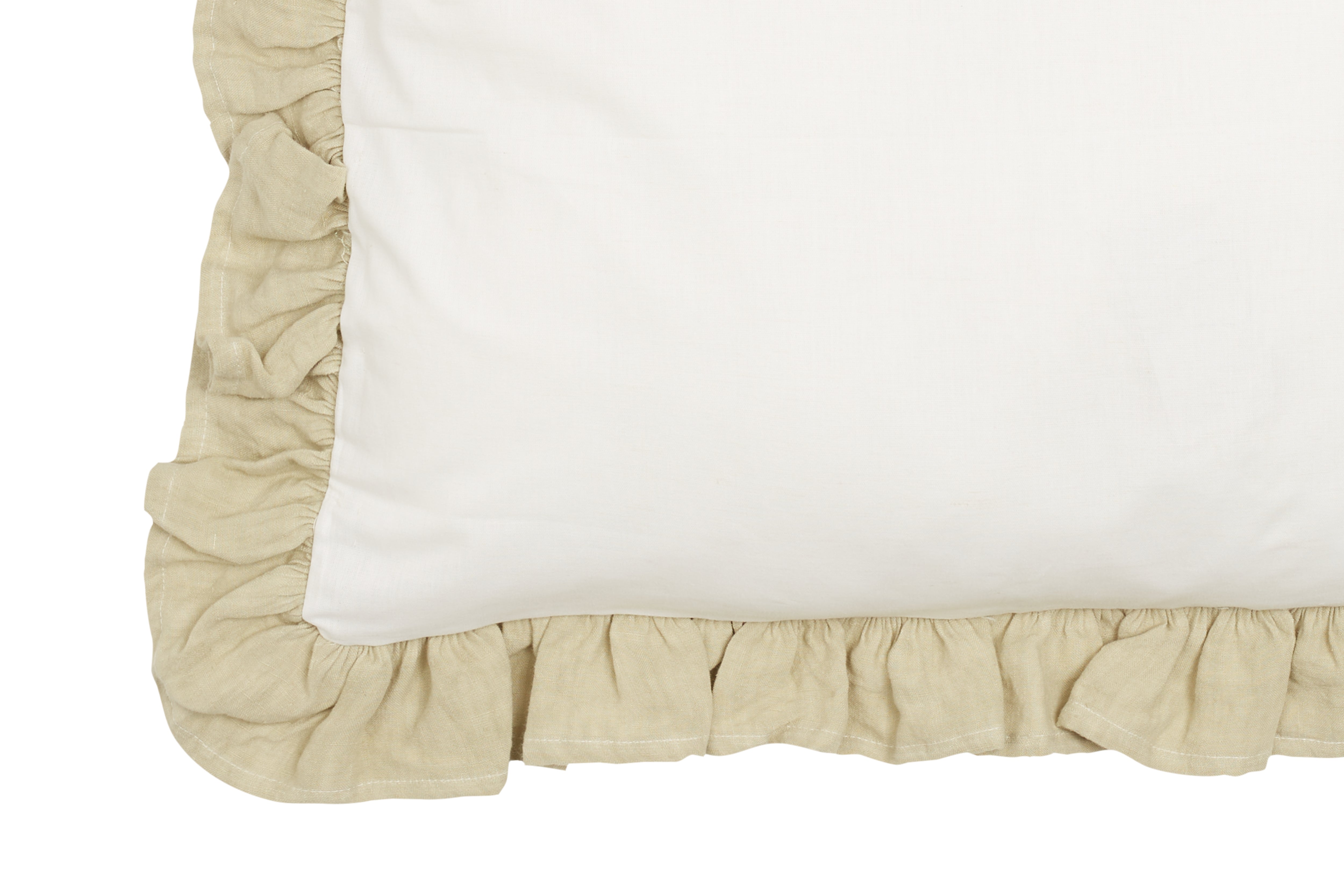 Cuscino Arredo con Frou Frou in misto lino Made in Italy  NATURALE/SABBIA