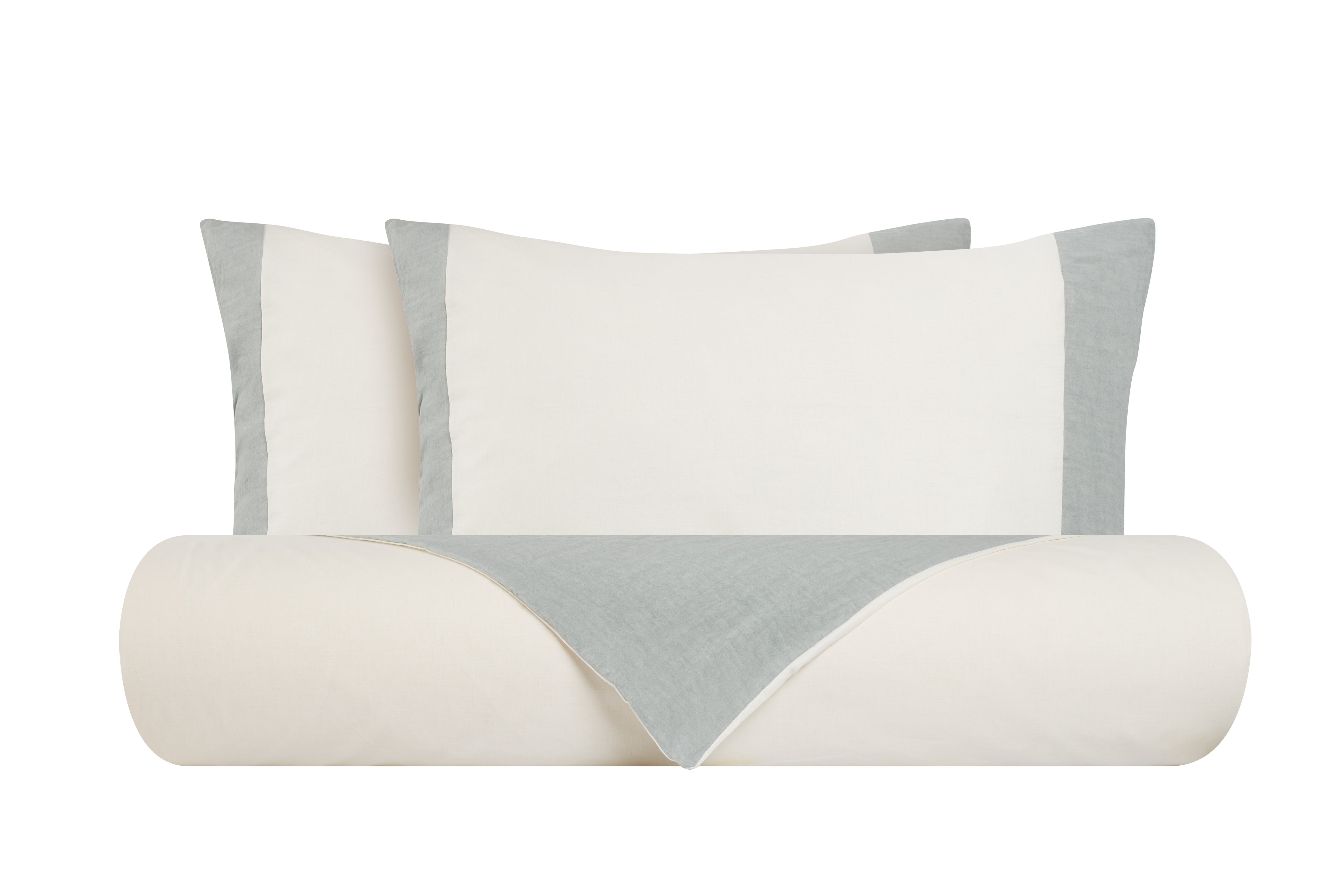 Parure Letto Federe Misto Lino Made in Italy NATURALE/GRIGIO
