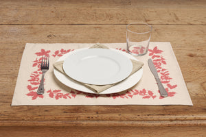 Set di 2 tovagliette americane natalizie coppia tovagliette 35 X 50 CM in misto lino decoro natale morbide resistenti made in italy AGRIFOGLIO ROSSO