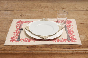 Set di 2 tovagliette americane natalizie coppia tovagliette 35 X 50 CM in misto lino decoro natale morbide resistenti made in italy BACCHE ROSSE