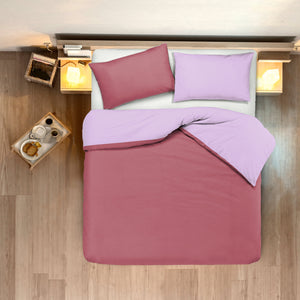 Set copripiumino federe letto bicolor double face parure copripiumino in cotone made in Italy MOSTO/GLICINE